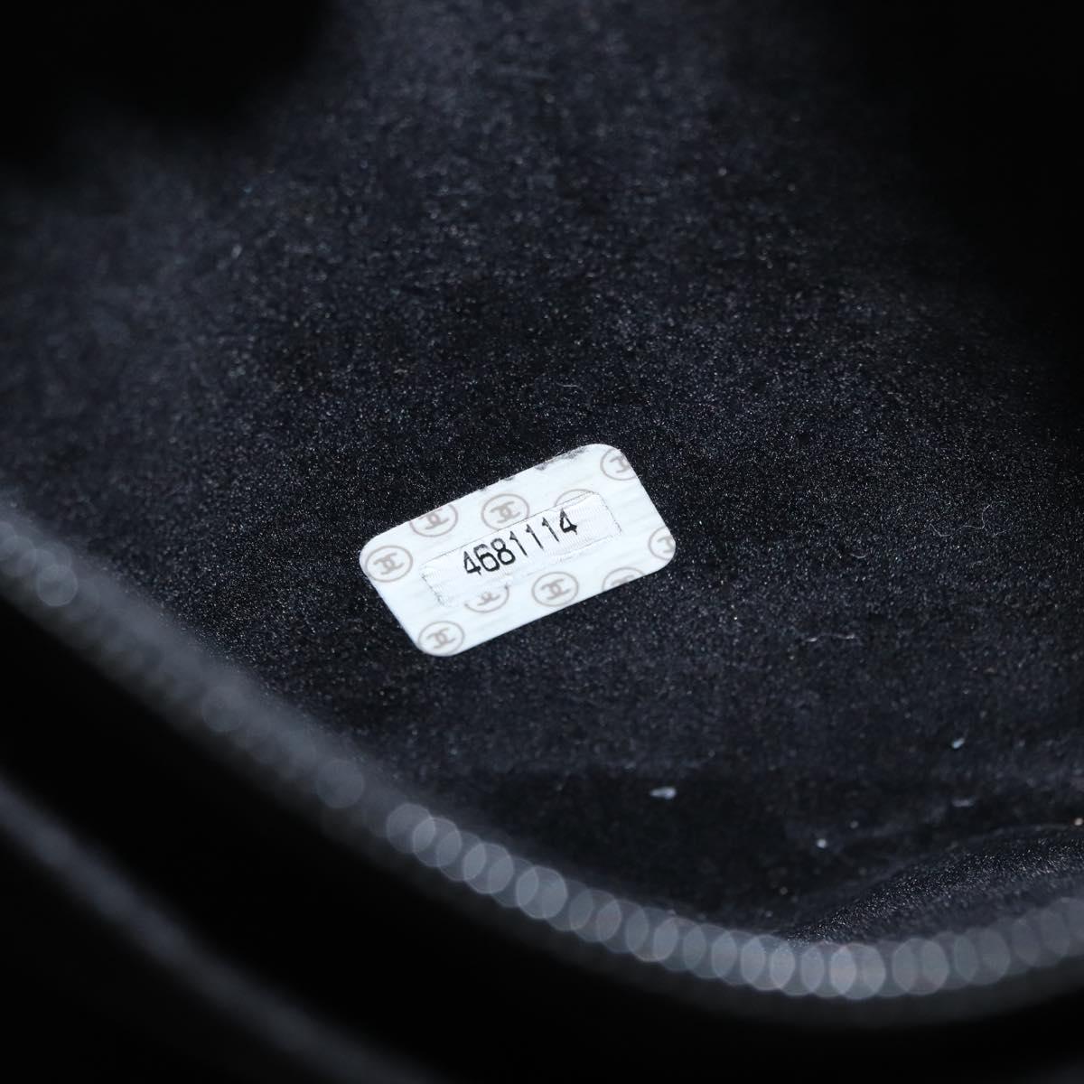 CHANEL Vanity Shoulder Bag Patent leather 2way Black Gold CC Auth 146552V