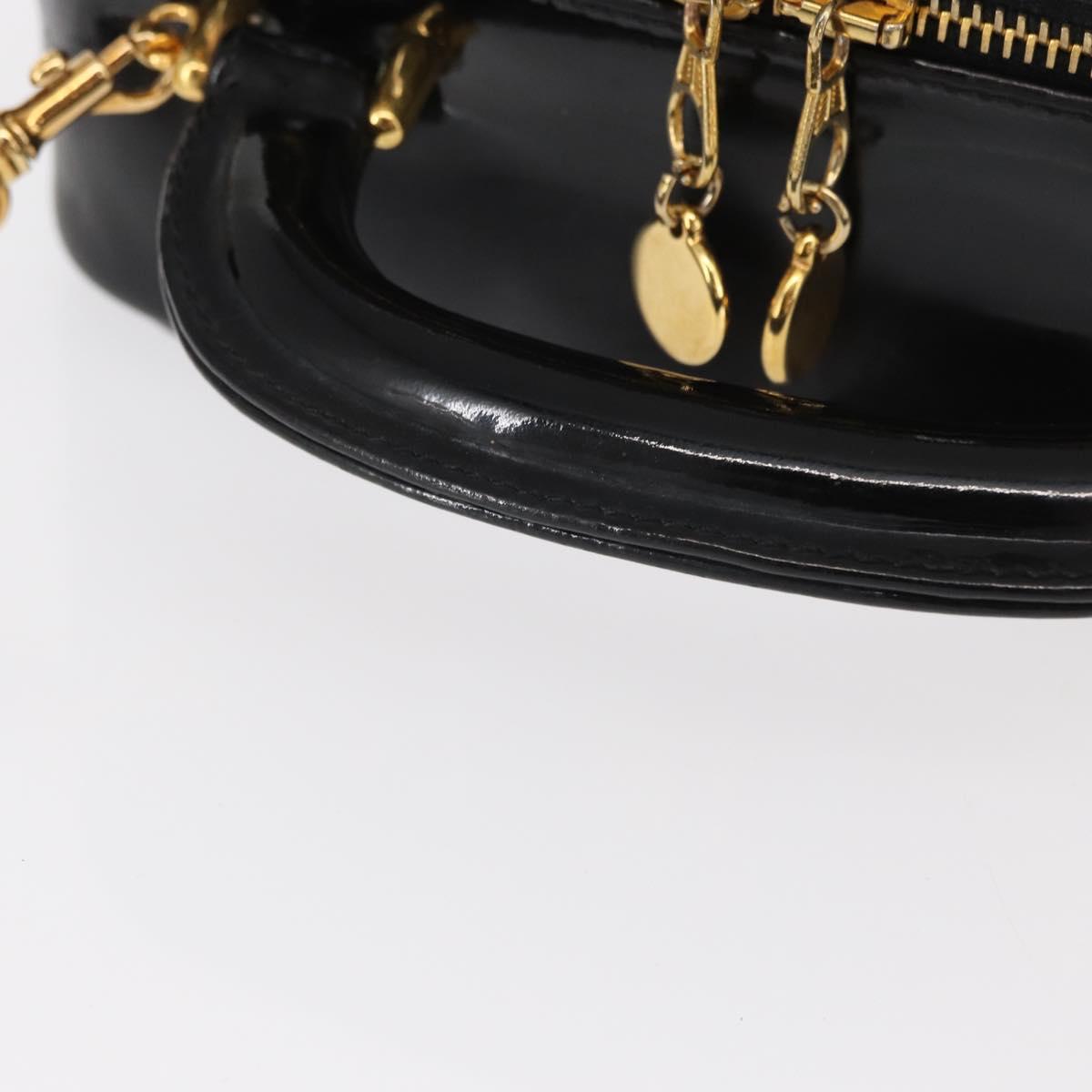 CHANEL Vanity Shoulder Bag Patent leather 2way Black Gold CC Auth 146552V