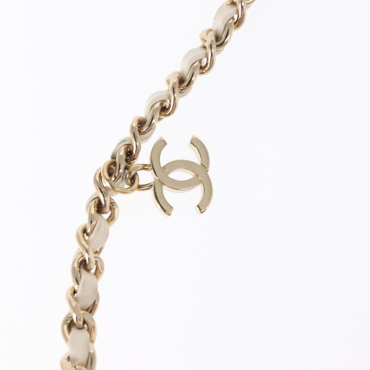 CHANEL Chain Vanity Shoulder Bag Tweed White Gold CC Auth 146553SAM