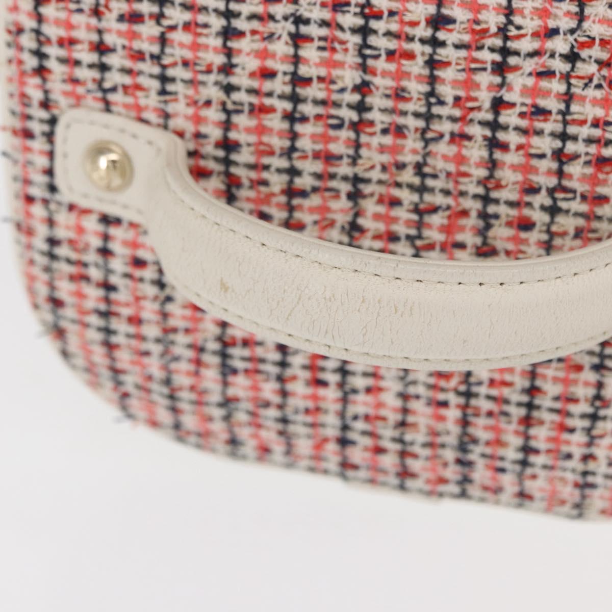 CHANEL Chain Vanity Shoulder Bag Tweed White Gold CC Auth 146553SAM