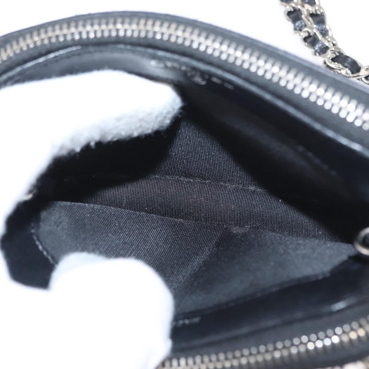 CHANEL Chain Shoulder Bag Sequin Black Silver CC Auth 146554SM