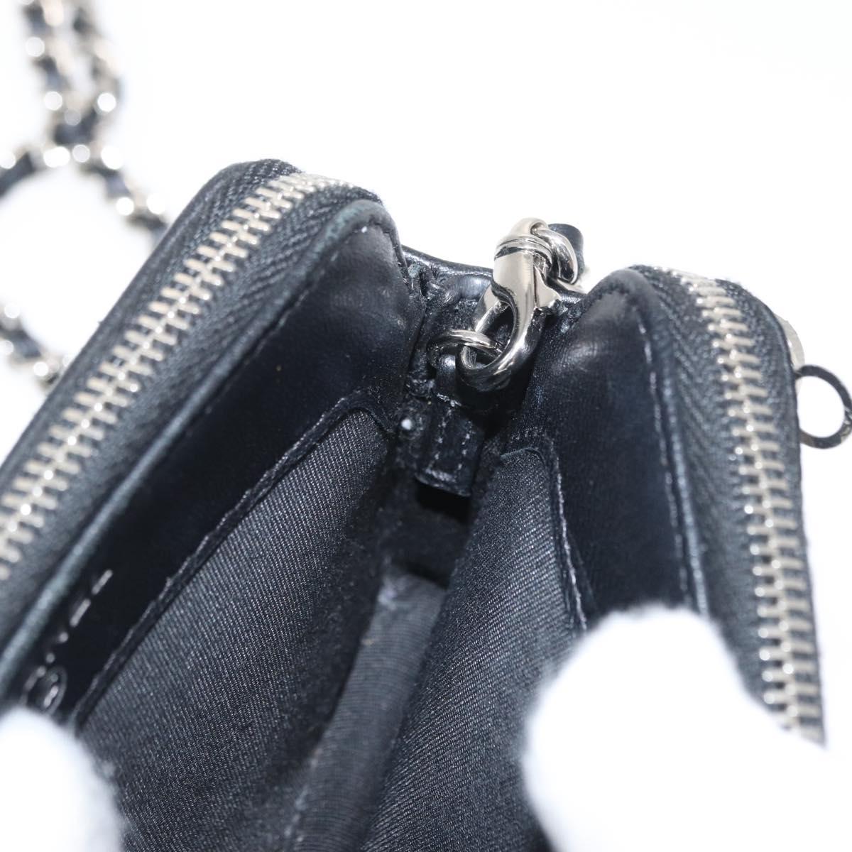 CHANEL Chain Shoulder Bag Sequin Black Silver CC Auth 146554SM