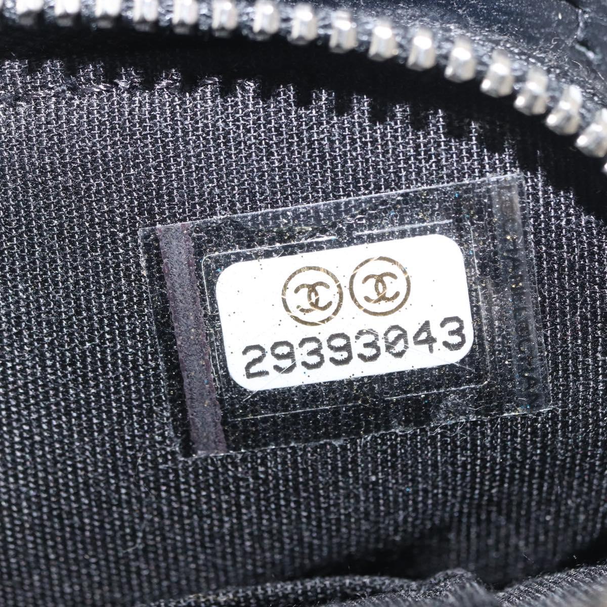 CHANEL Chain Shoulder Bag Sequin Black Silver CC Auth 146554SM