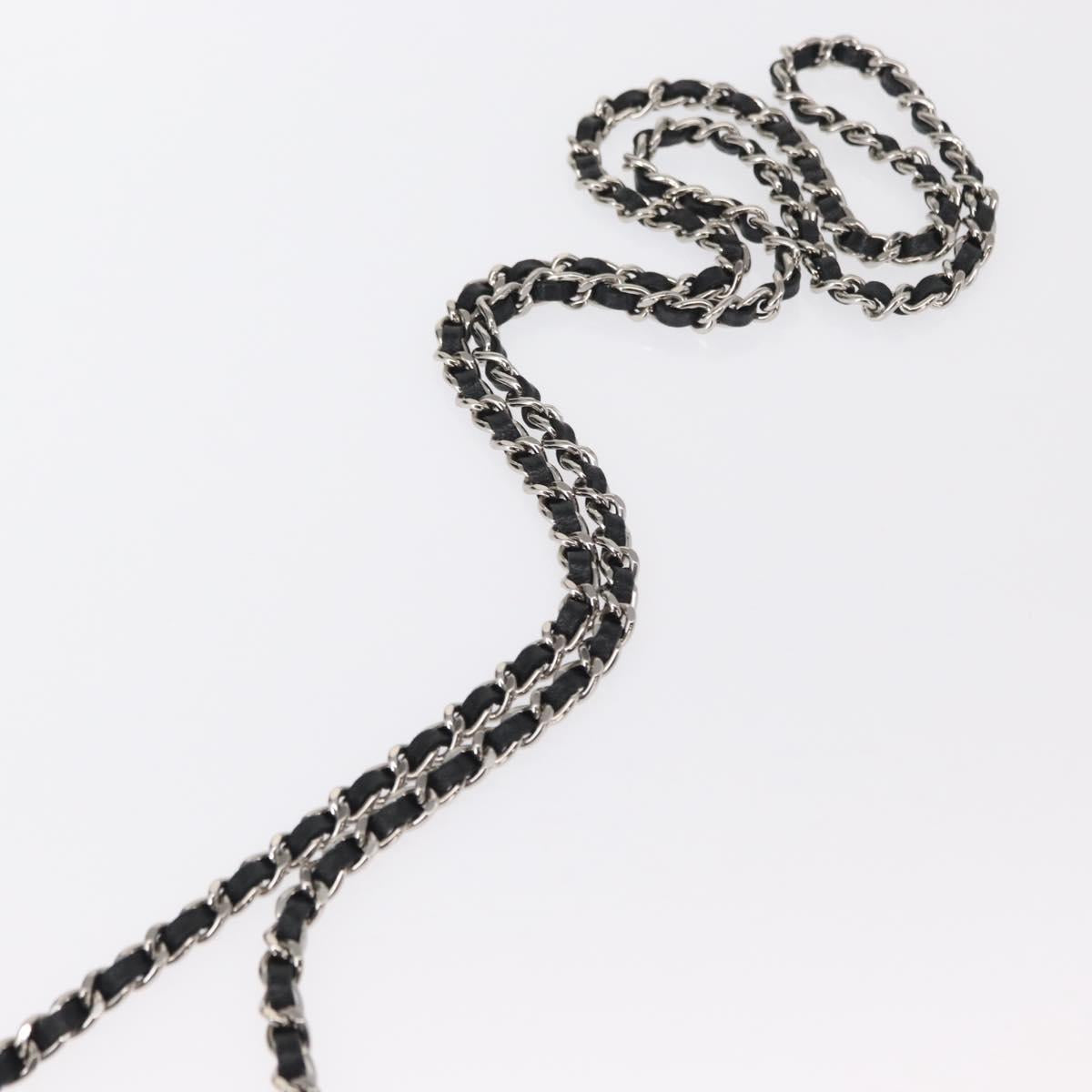 CHANEL Chain Shoulder Bag Sequin Black Silver CC Auth 146554SM