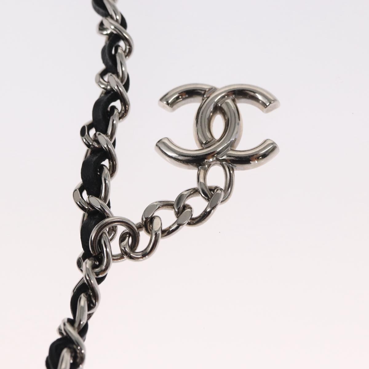 CHANEL Chain Shoulder Bag Sequin Black Silver CC Auth 146554SM