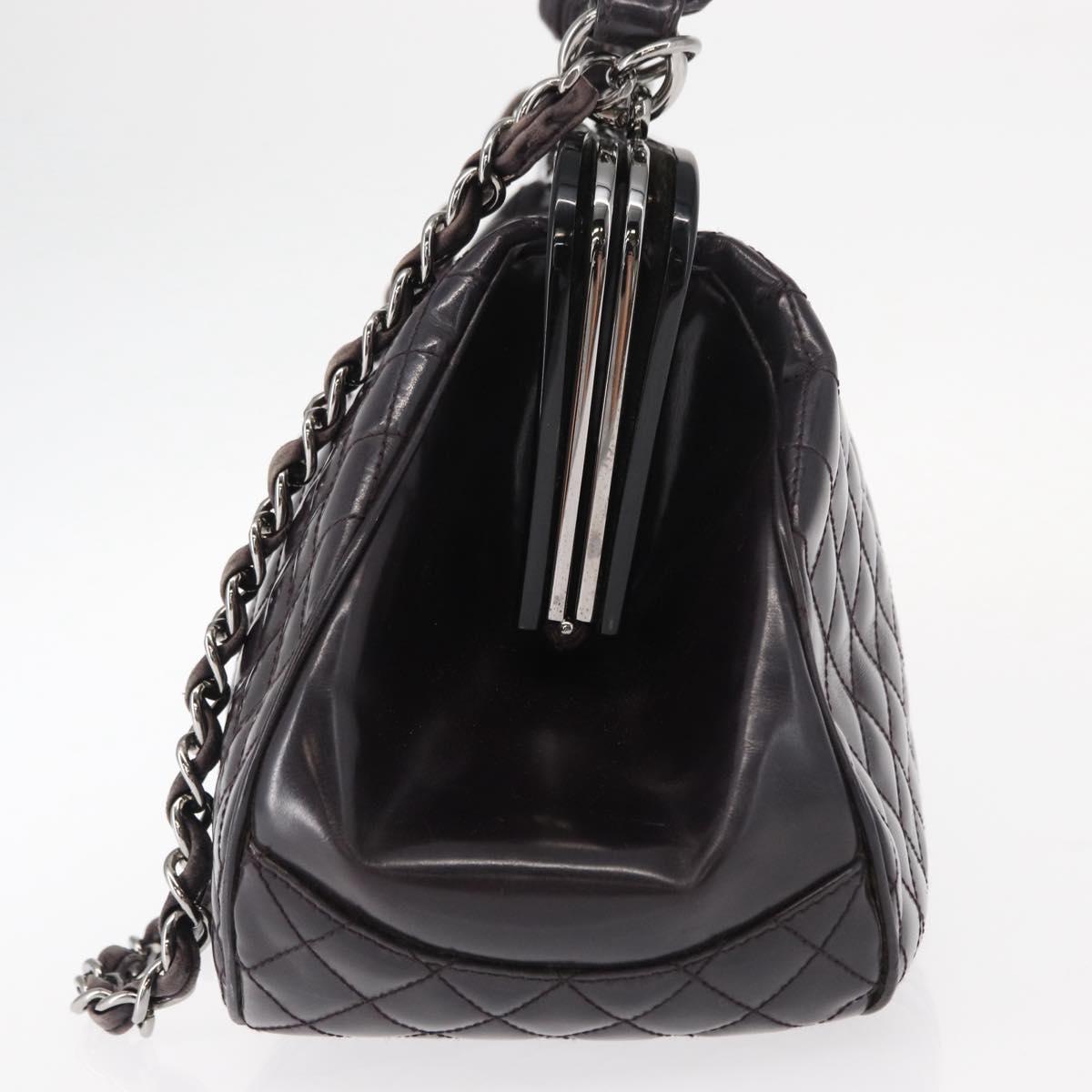 CHANEL Matelasse Chain Bag Patent leather 2way Purple Silver CC Auth 146555V