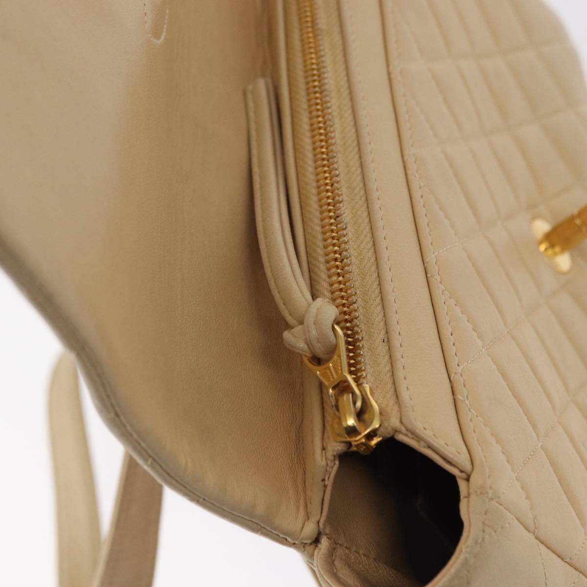 CHANEL Matelasse Backpack Lamb Skin Beige Gold CC Auth 146557V