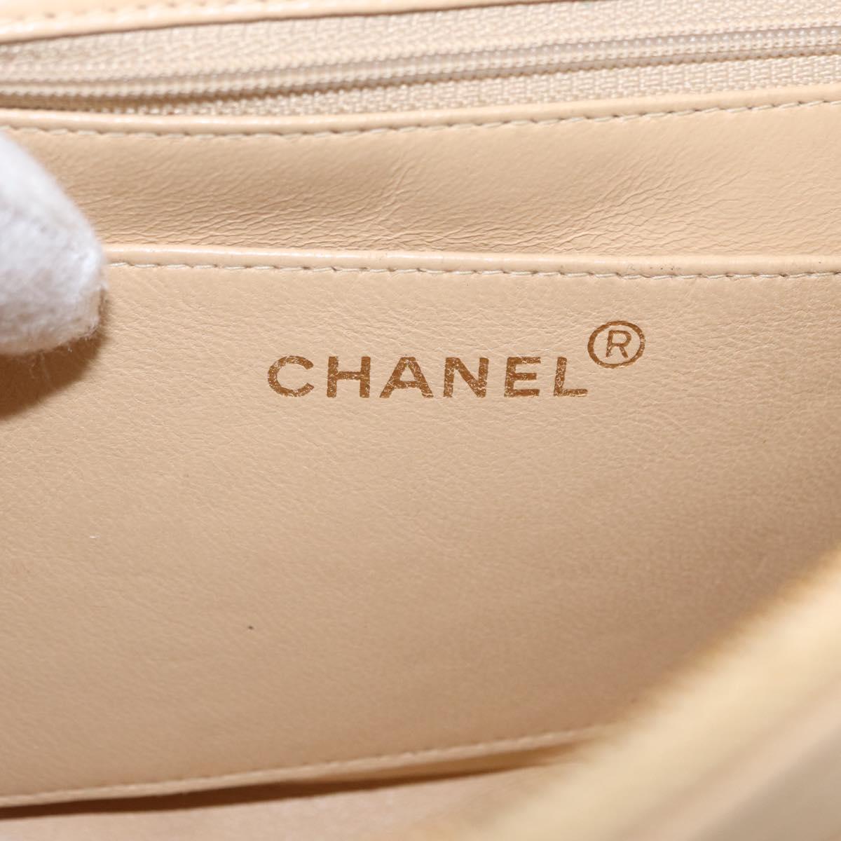 CHANEL Matelasse Backpack Lamb Skin Beige Gold CC Auth 146557V