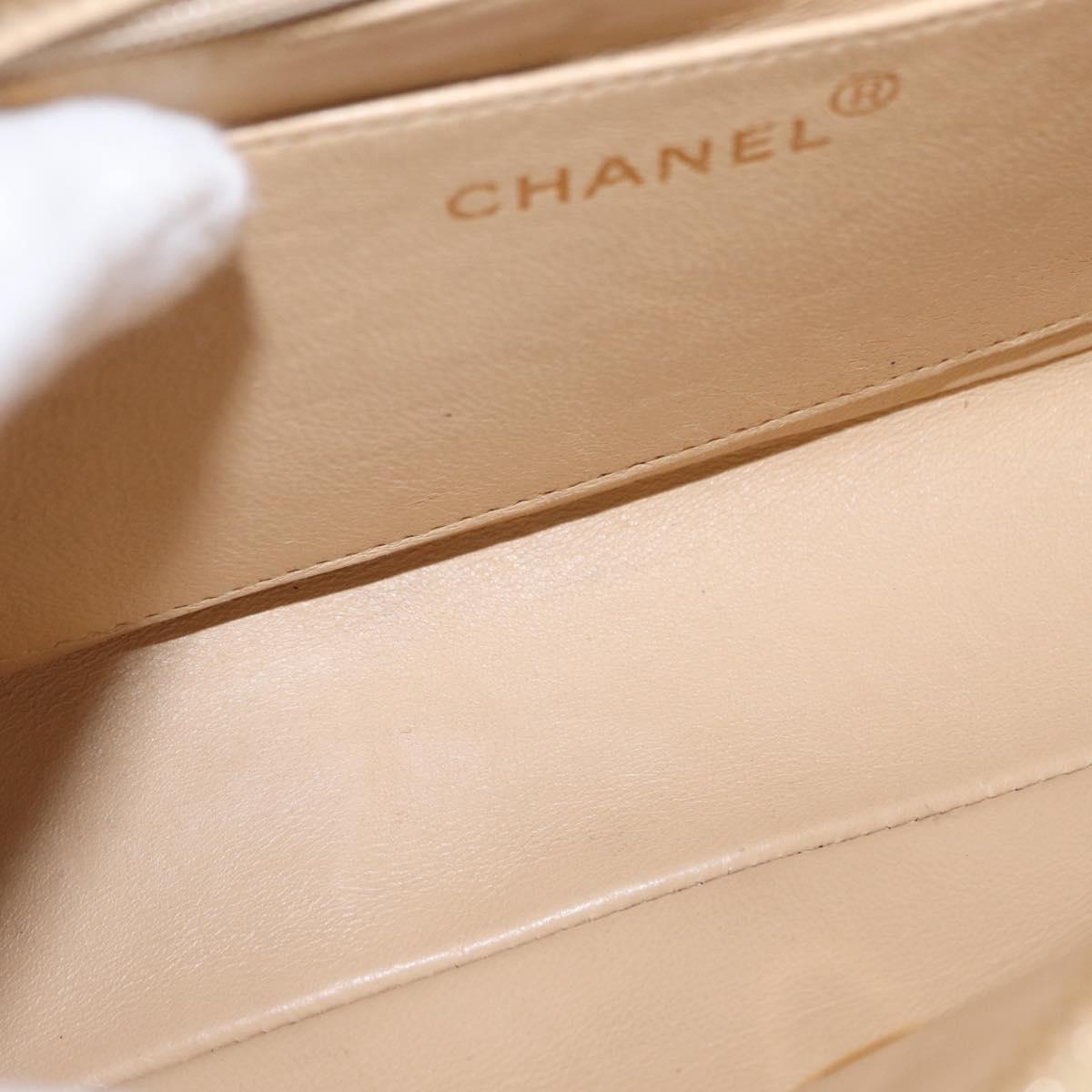 CHANEL Matelasse Backpack Lamb Skin Beige Gold CC Auth 146557V