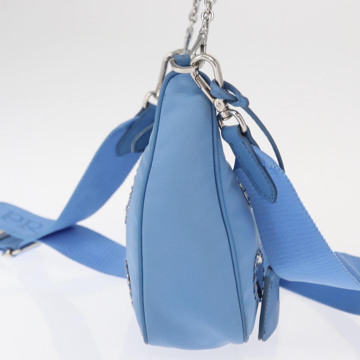 PRADA Re-edition Shoulder Bag Nylon 2way Light Blue 1BH204 Auth 146563SAM