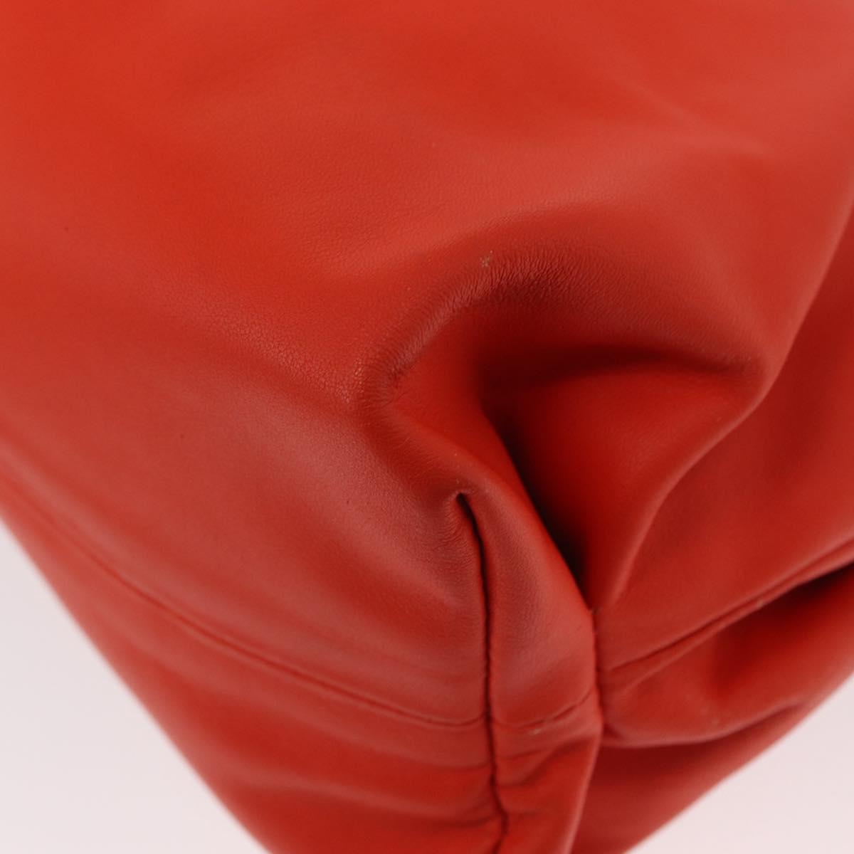 BOTTEGA VENETA Chain Shoulder Bag Leather Orange Gold Auth 146565SAV