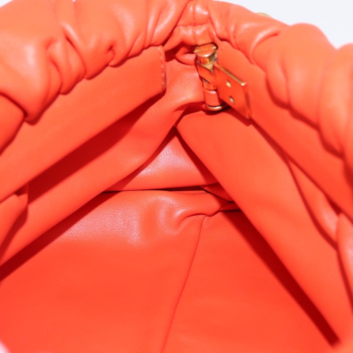 BOTTEGA VENETA Chain Shoulder Bag Leather Orange Gold Auth 146565SAV