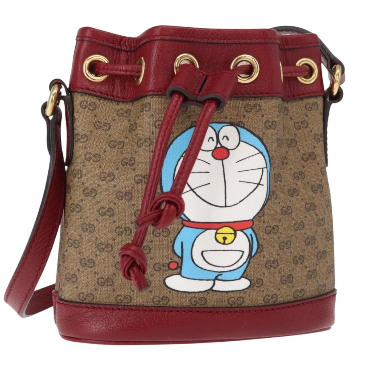 GUCCI Micro GG Supreme Doraemon Collaboration Bag PVC Beige 647801 Auth 146566SM