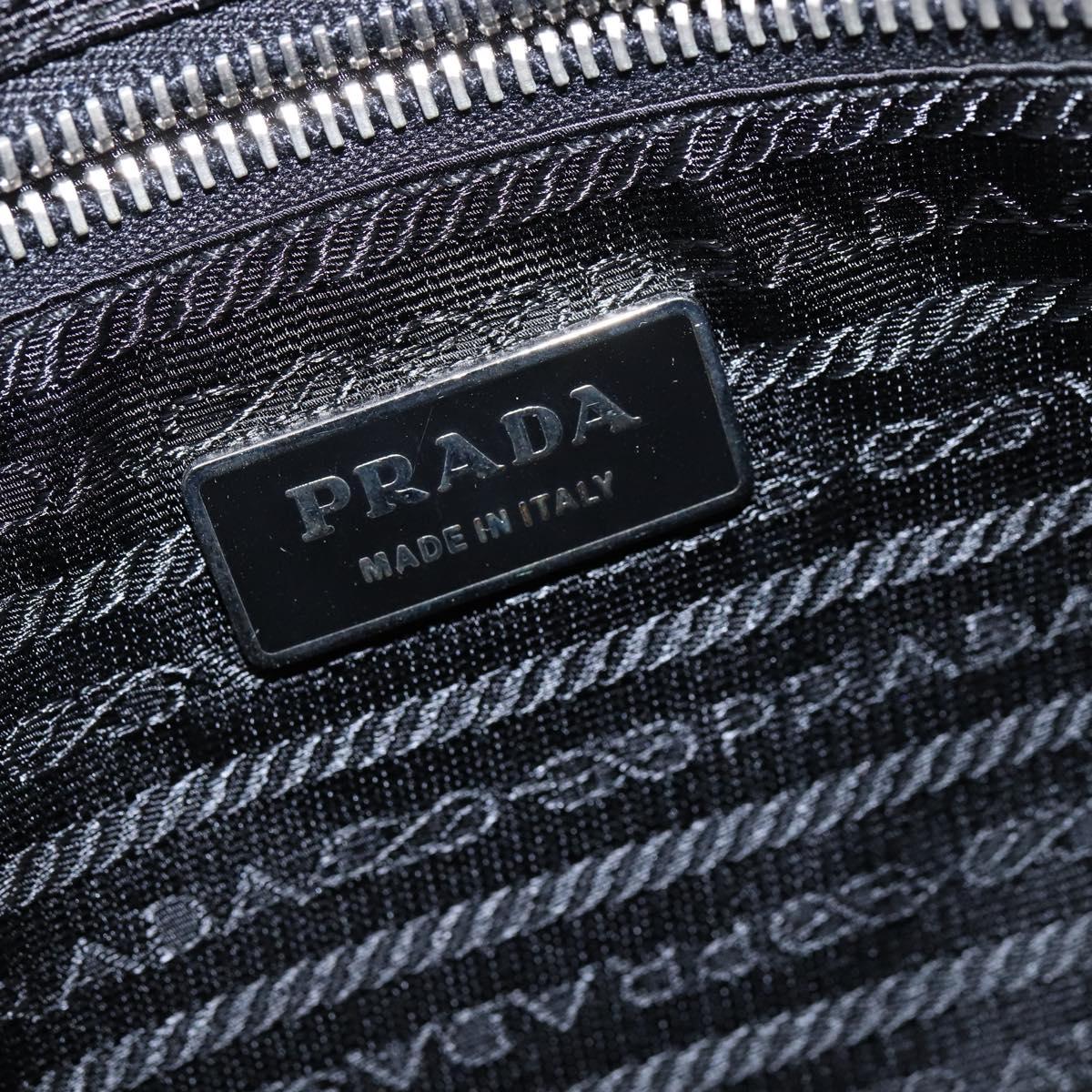 PRADA Business Bag Nylon Black Silver Auth 146573