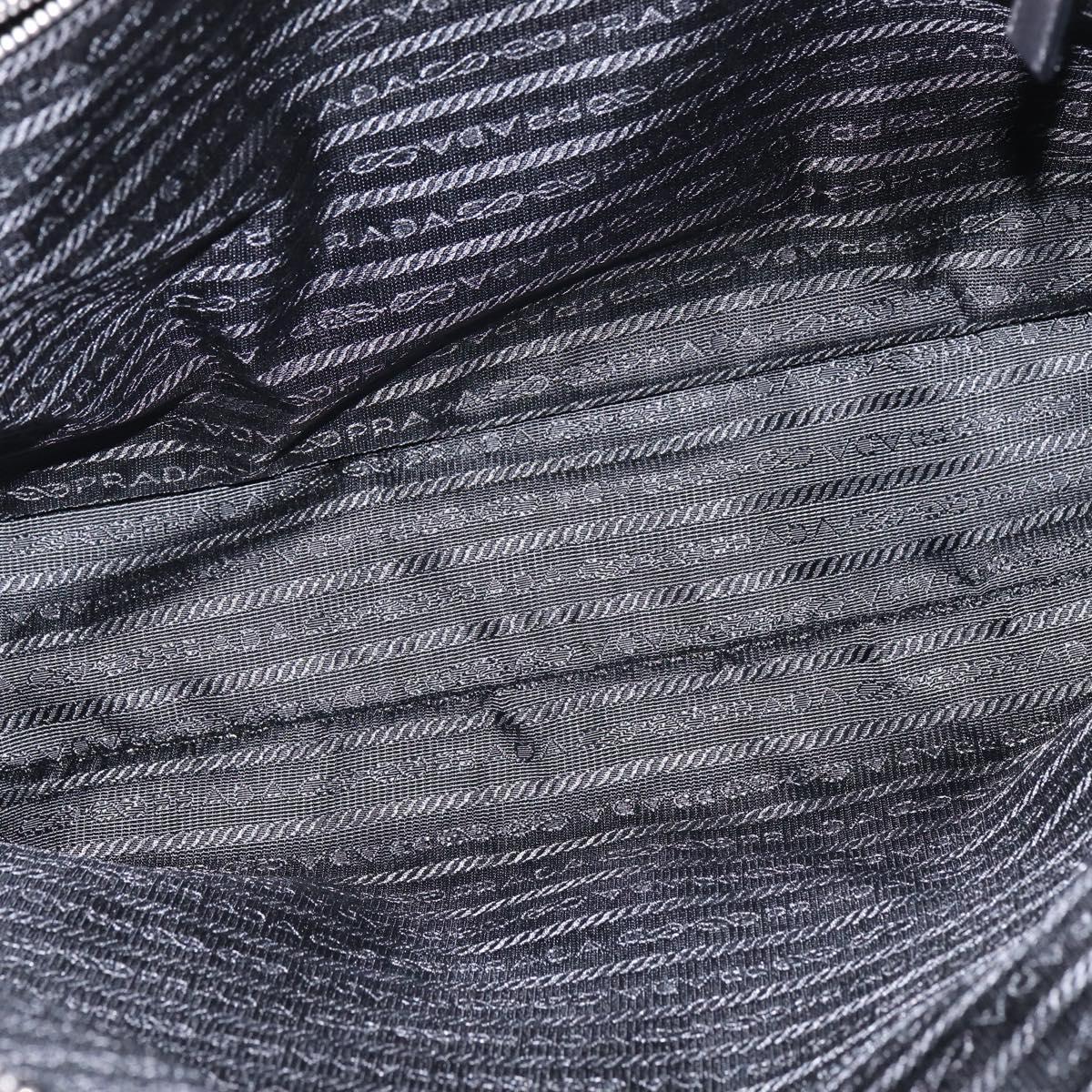 PRADA Business Bag Nylon Black Silver Auth 146573
