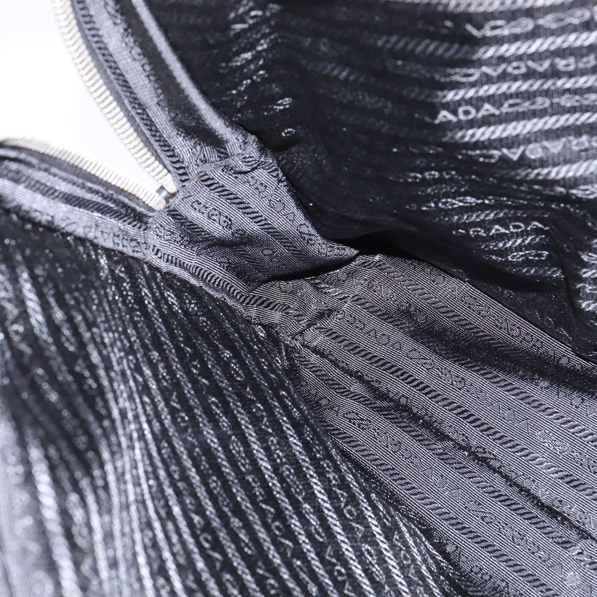 PRADA Business Bag Nylon Black Silver Auth 146573