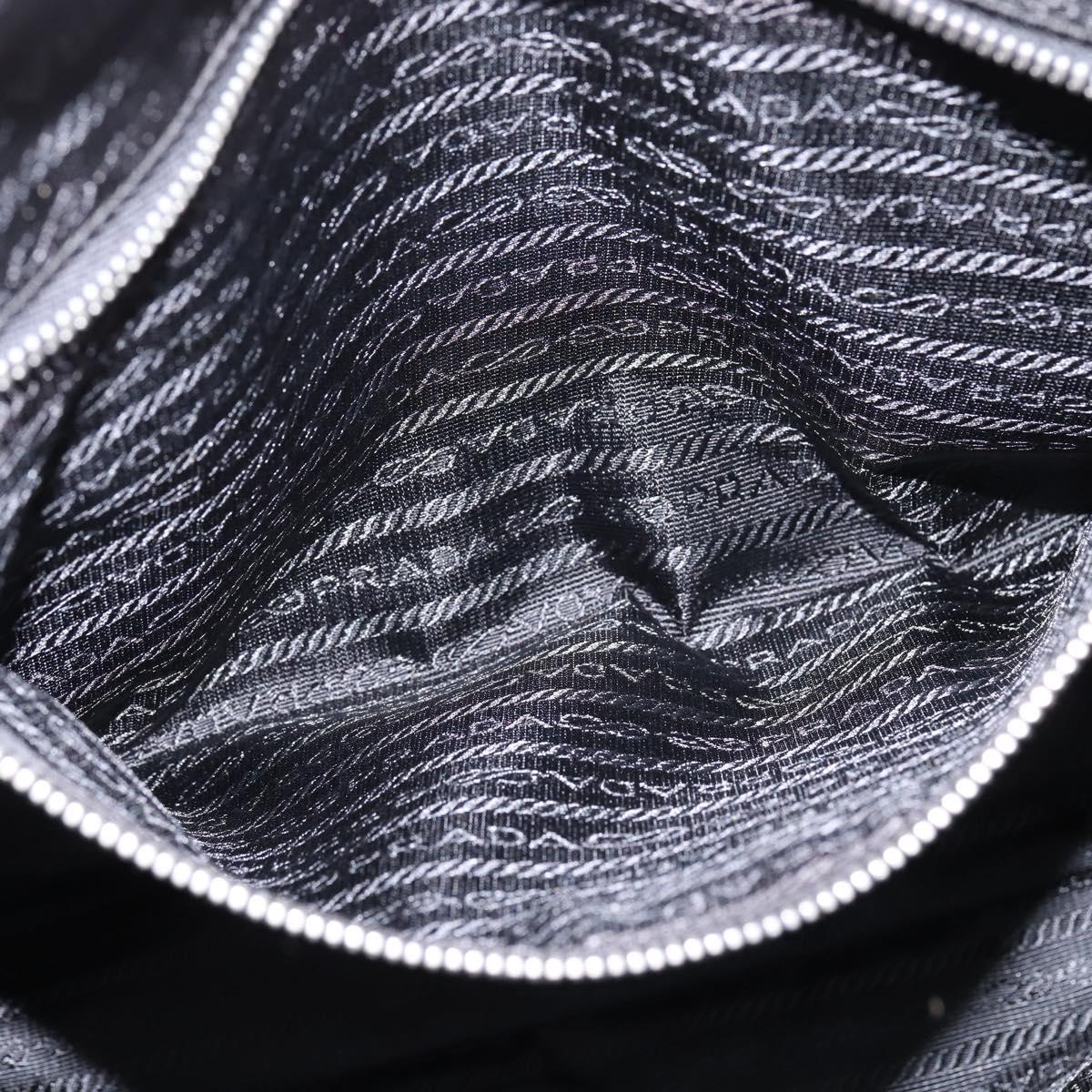 PRADA Business Bag Nylon Black Silver Auth 146573