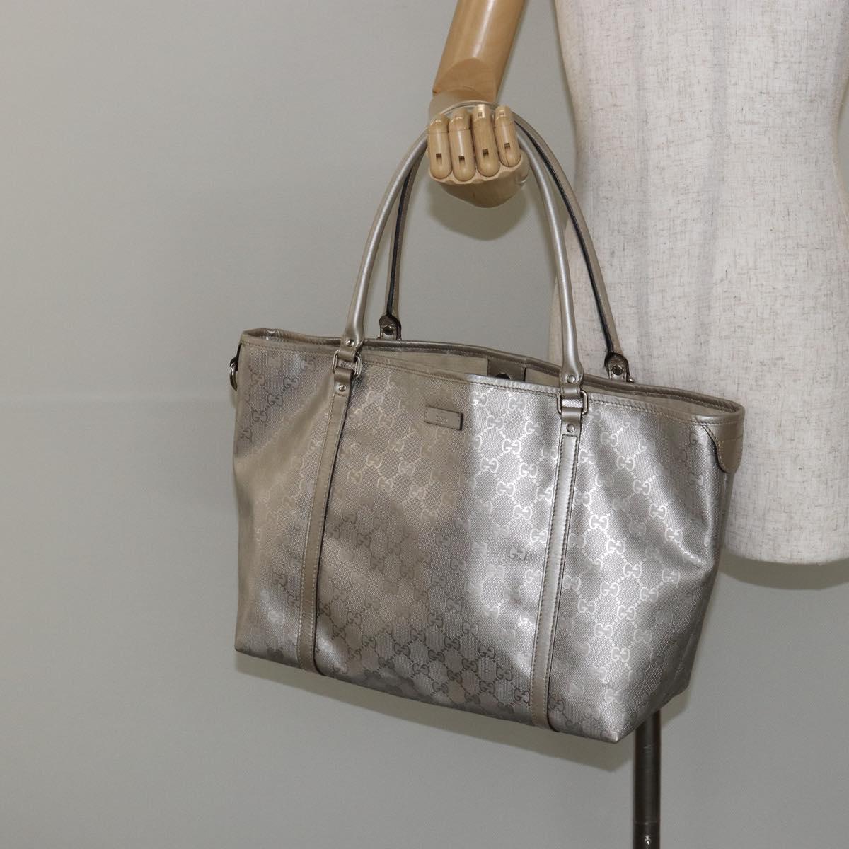 GUCCI GG Implementation Tote Bag Silver 197953 Auth 146574