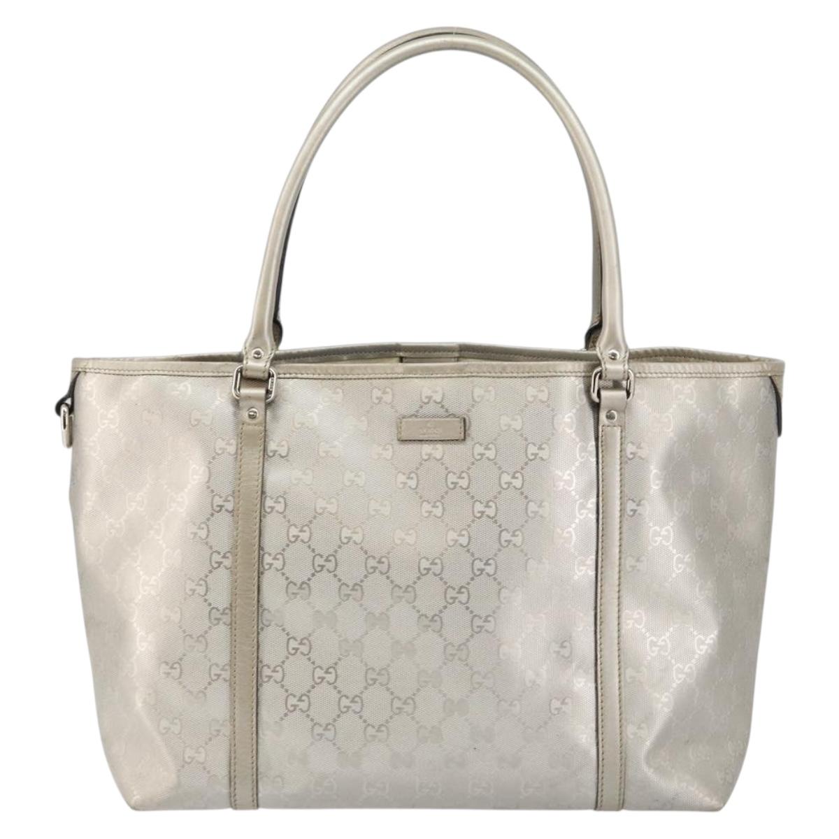 GUCCI GG Implementation Tote Bag Silver 197953 Auth 146574