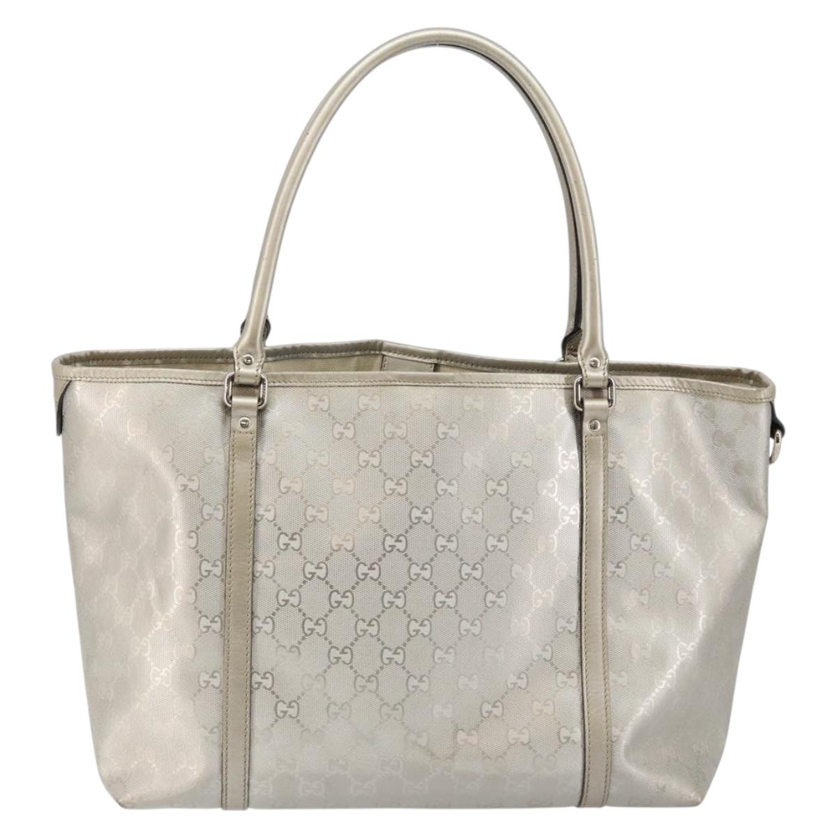 GUCCI GG Implementation Tote Bag Silver 197953 Auth 146574