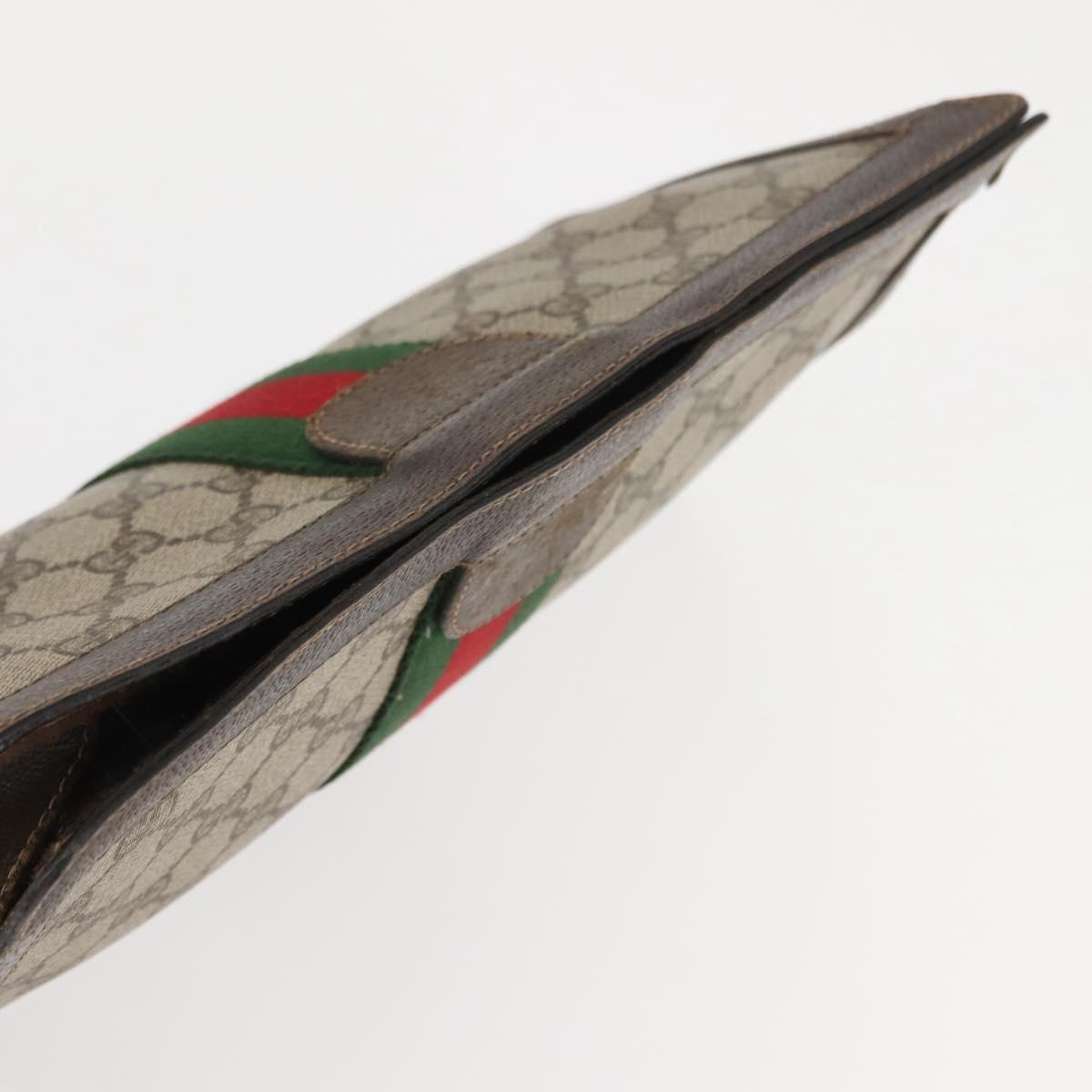 GUCCI GG Supreme Web Sherry Line Clutch Bag PVC Beige 67 014 2125 Auth 146575