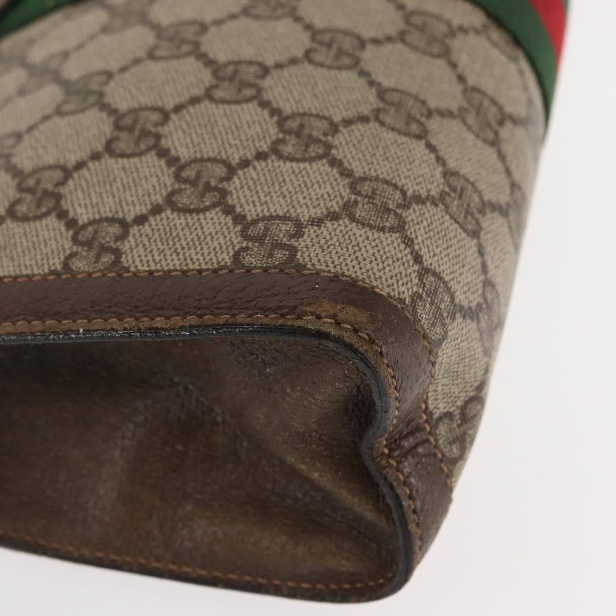 GUCCI GG Supreme Web Sherry Line Clutch Bag PVC Beige 67 014 2125 Auth 146575