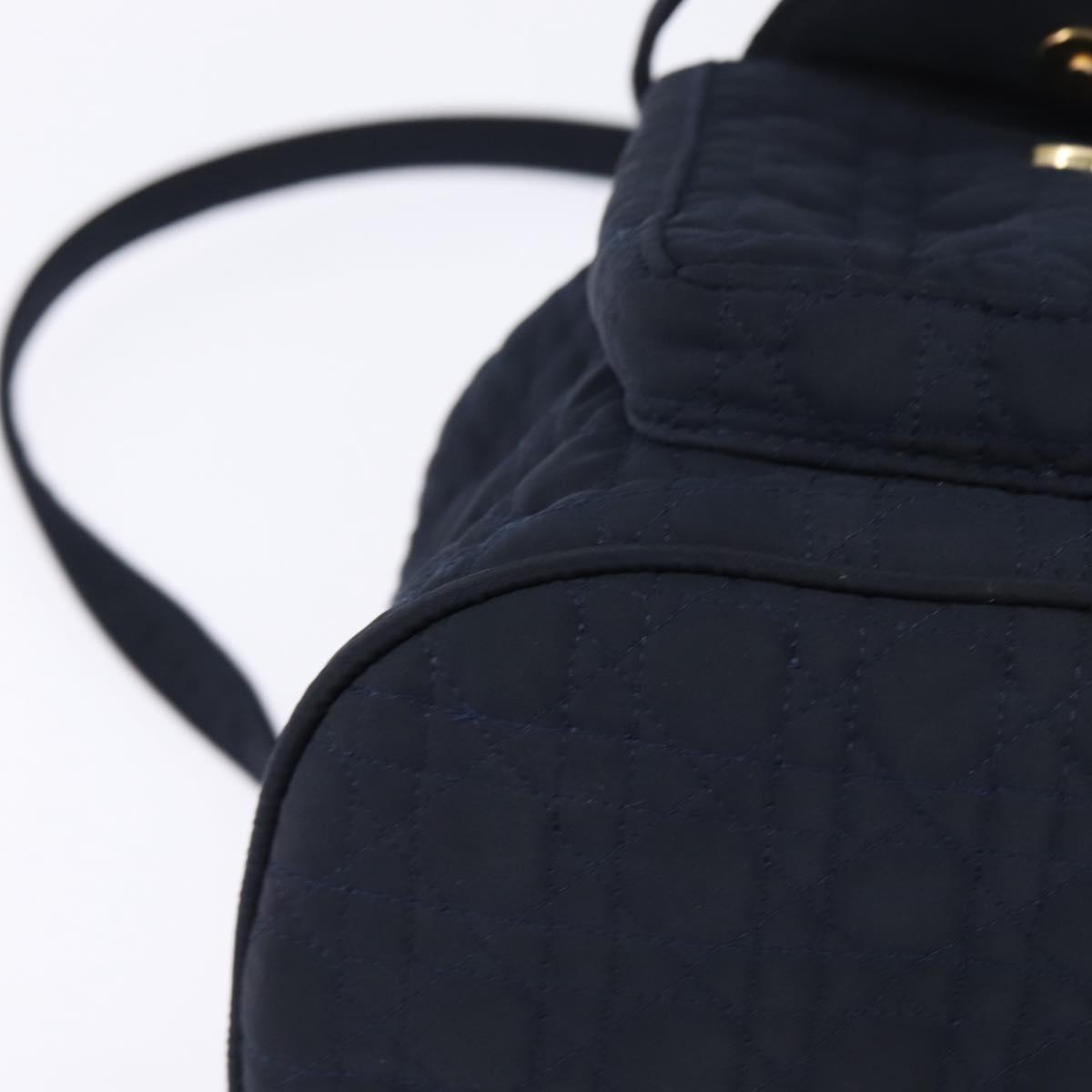 Christian Dior Canage Backpack Nylon Navy Gold Auth 146576