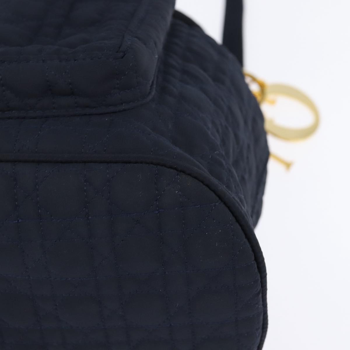 Christian Dior Canage Backpack Nylon Navy Gold Auth 146576