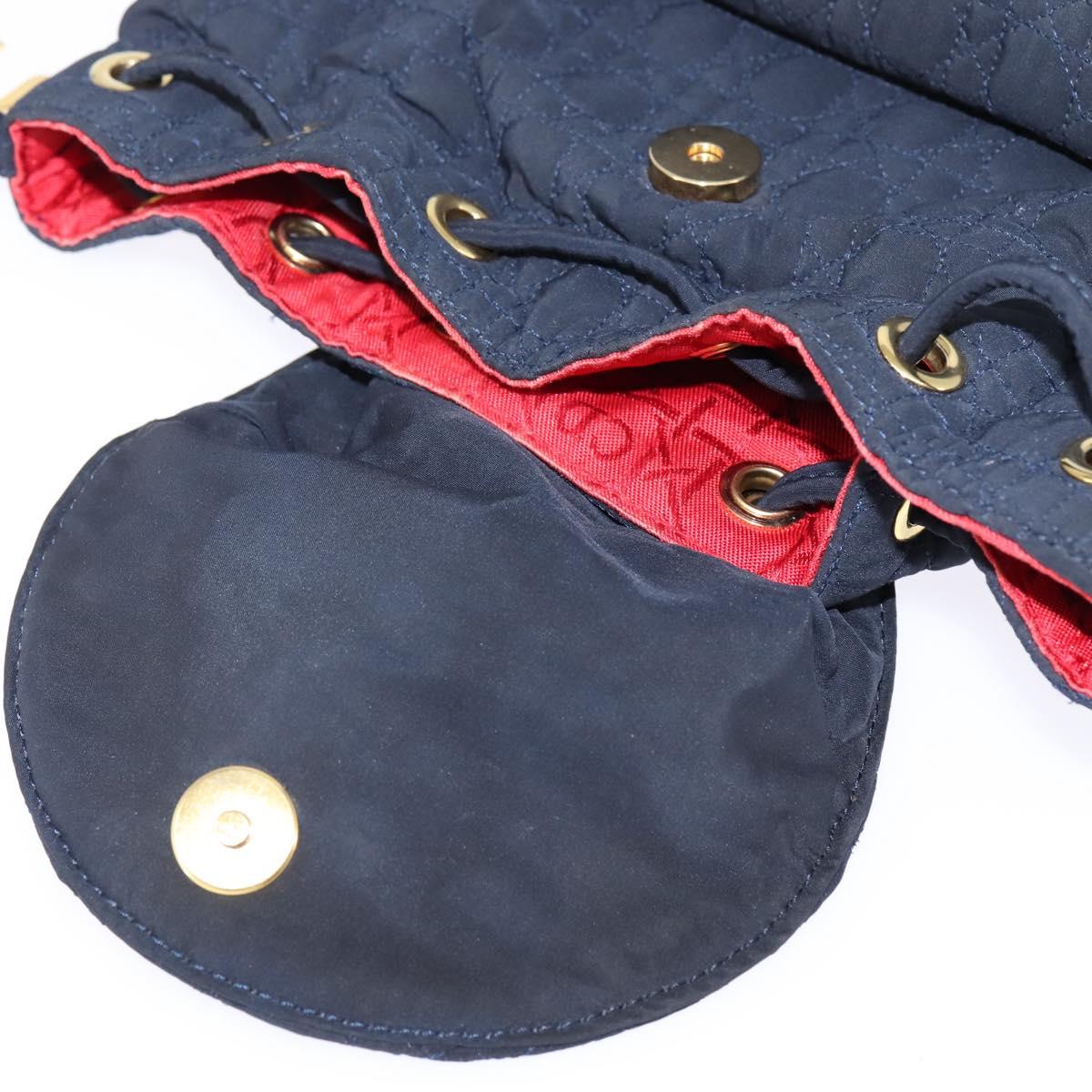 Christian Dior Canage Backpack Nylon Navy Gold Auth 146576