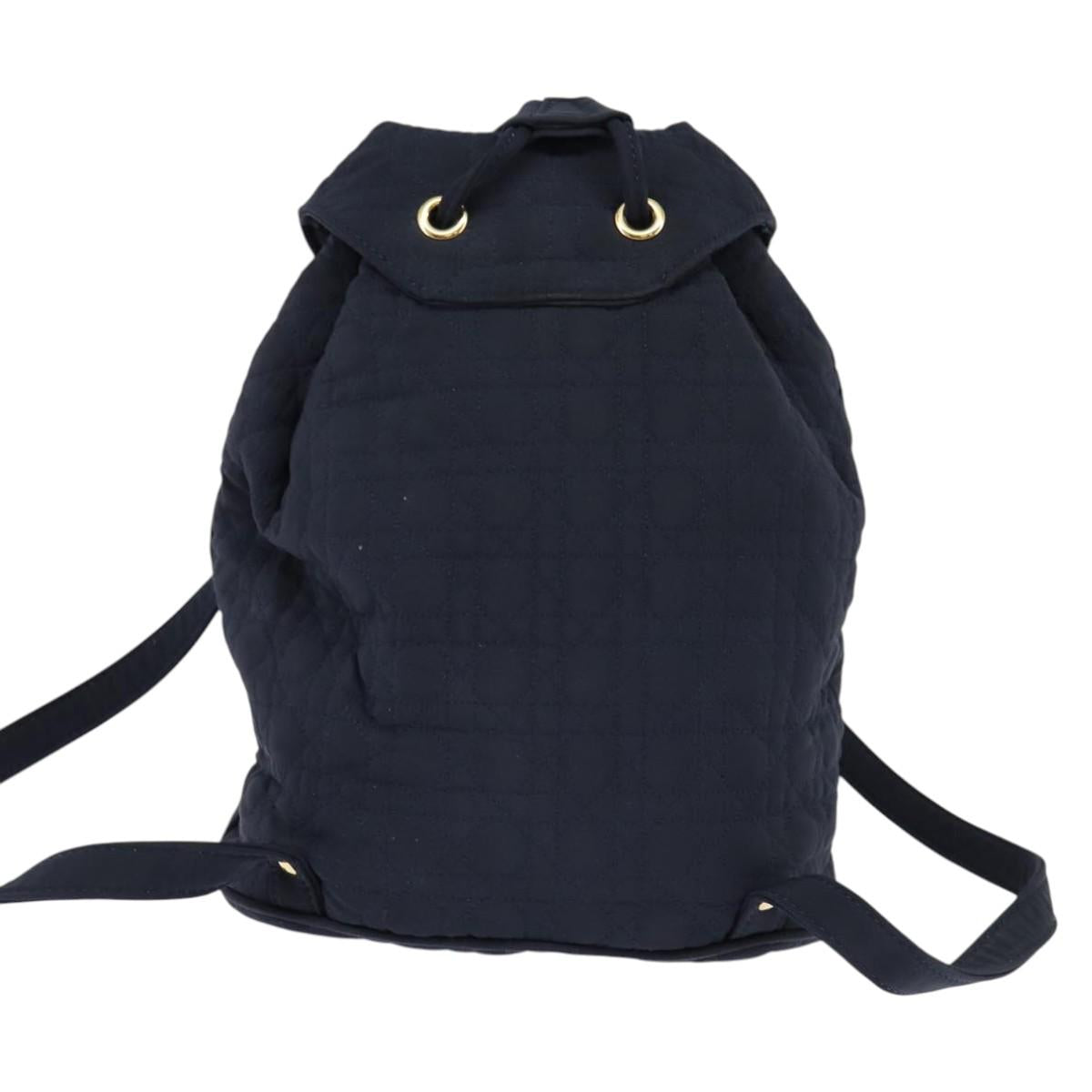 Christian Dior Canage Backpack Nylon Navy Gold Auth 146576