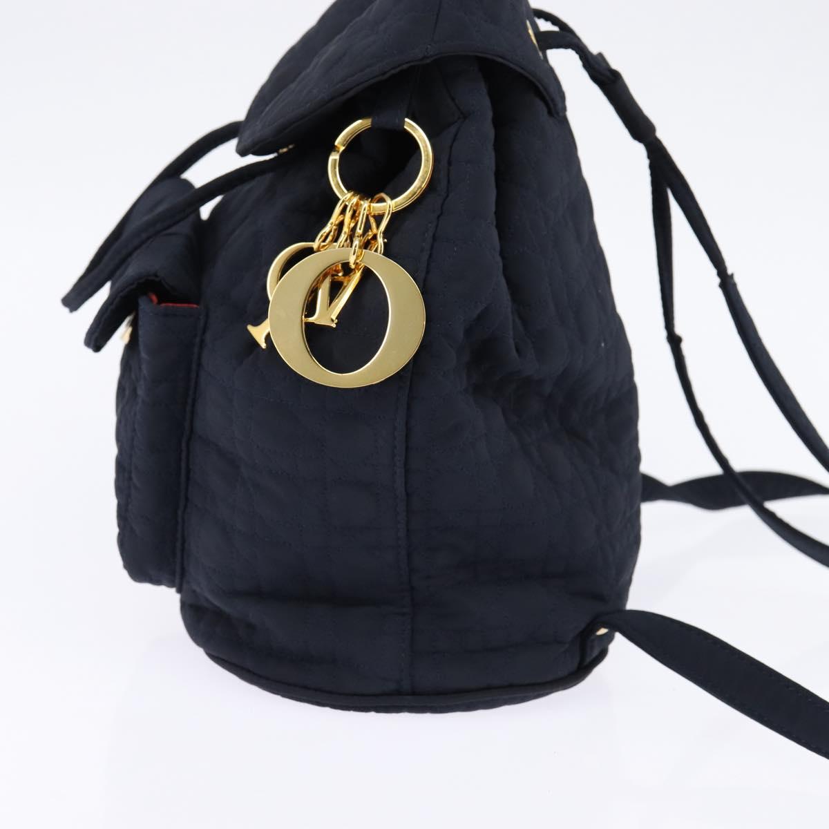 Christian Dior Canage Backpack Nylon Navy Gold Auth 146576