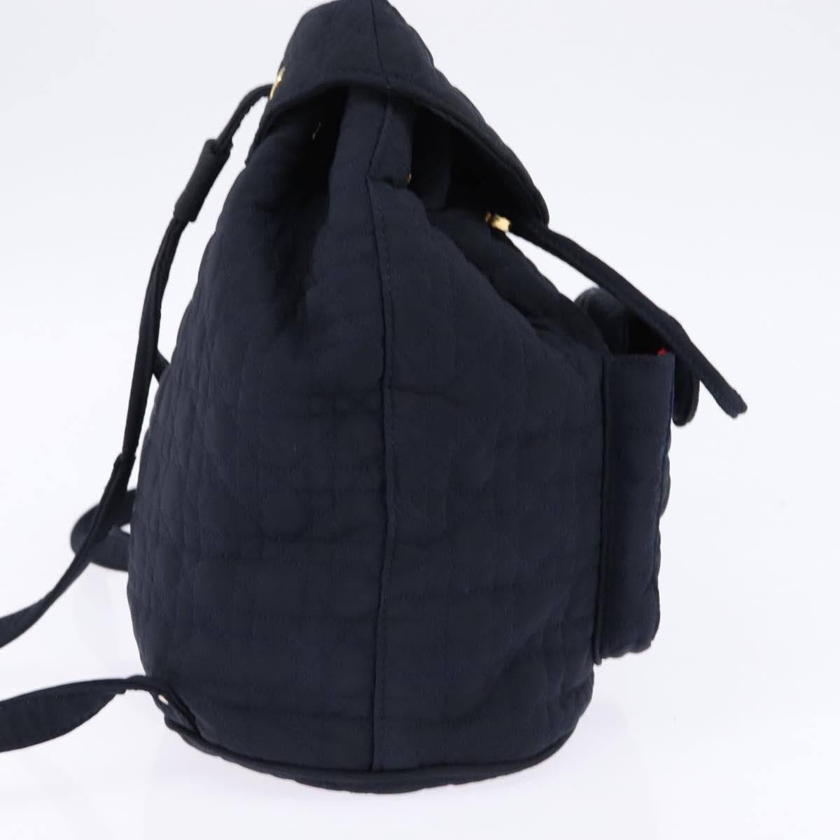 Christian Dior Canage Backpack Nylon Navy Gold Auth 146576