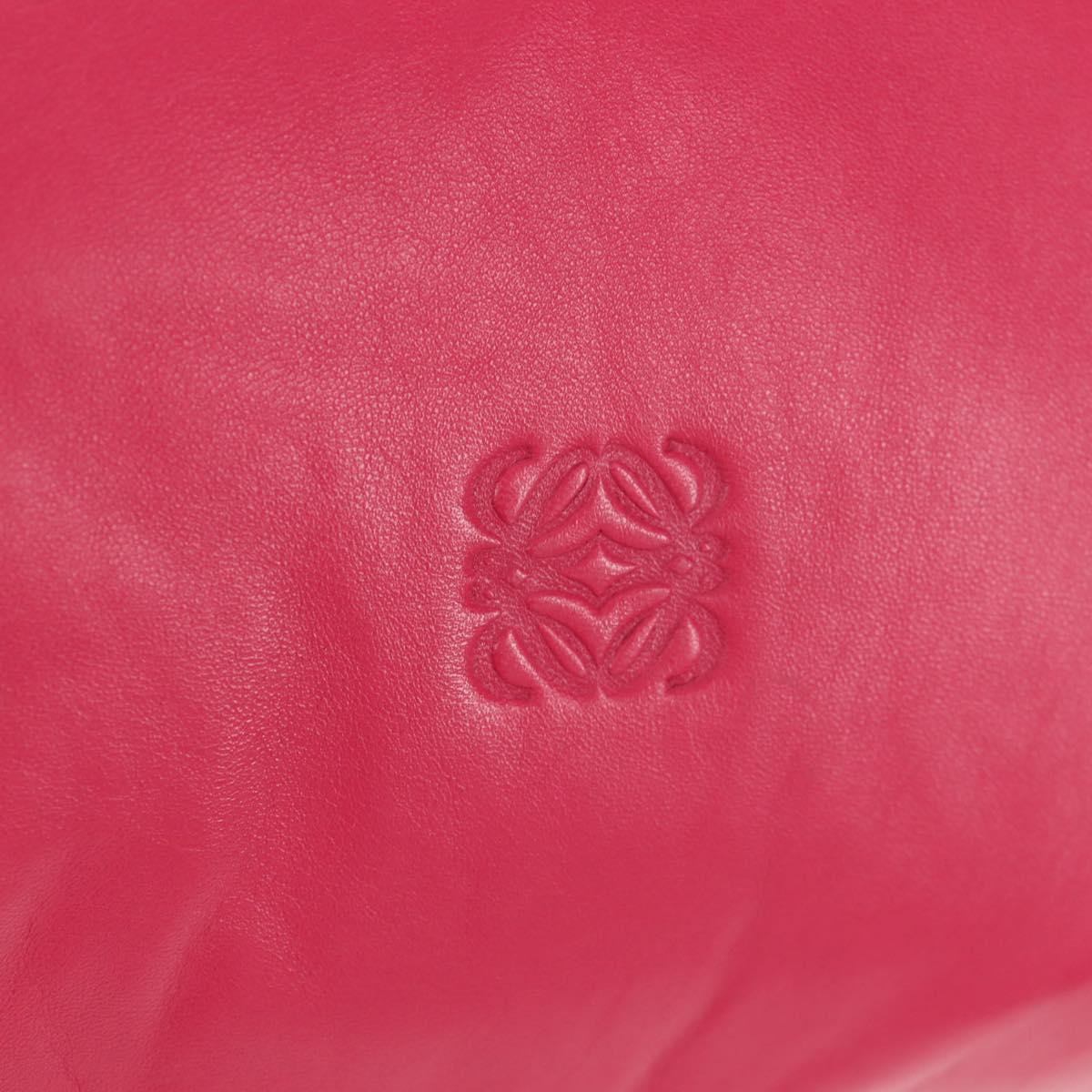 LOEWE Anagram Shoulder Bag Leather Pink Silver Auth 146577V