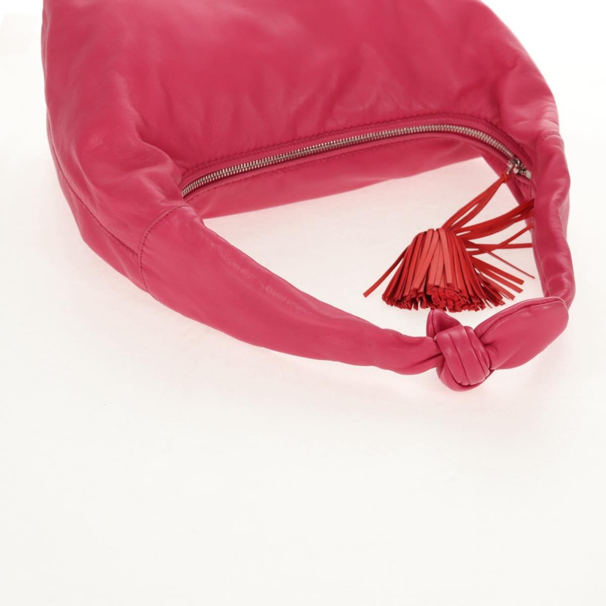 LOEWE Anagram Shoulder Bag Leather Pink Silver Auth 146577V