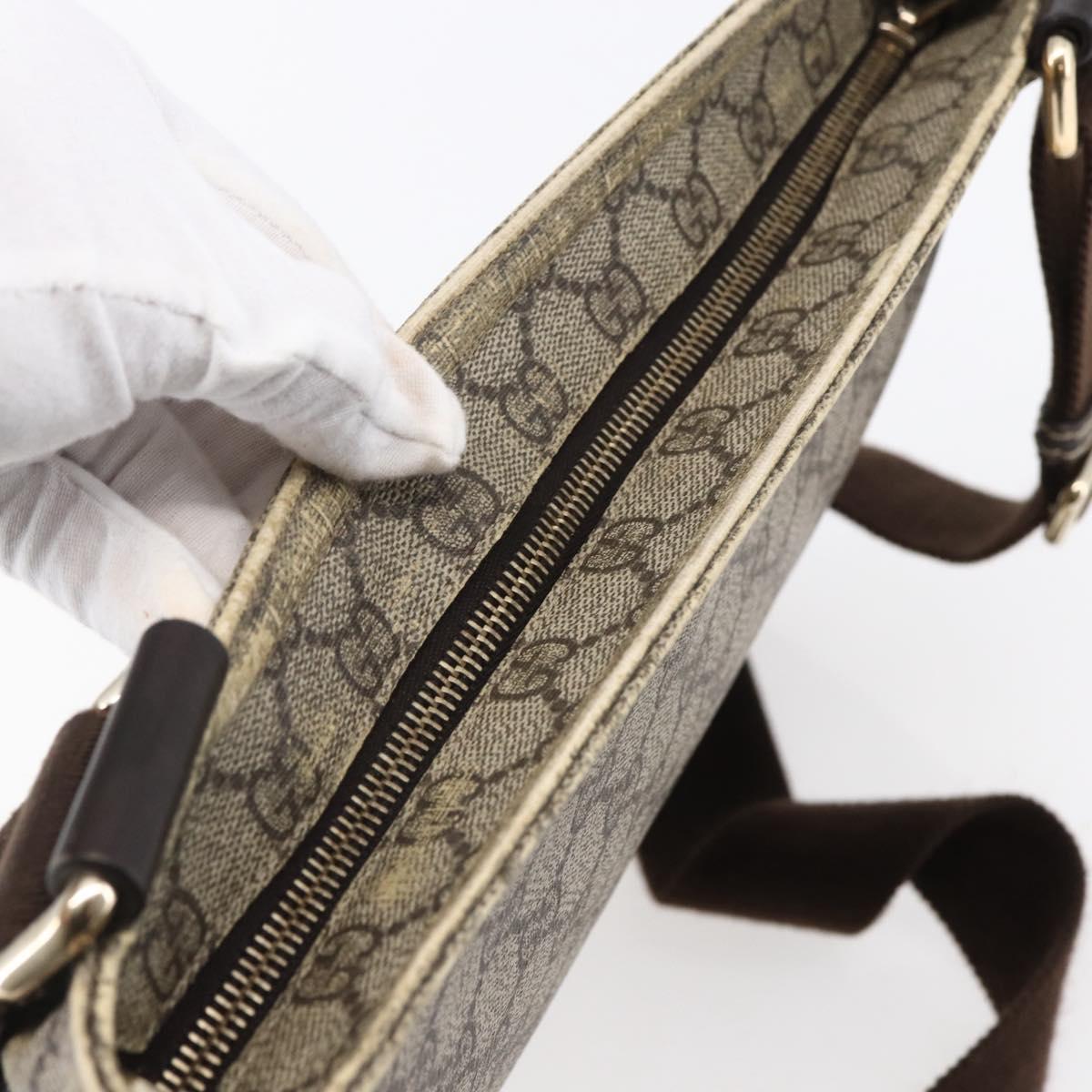 GUCCI GG Supreme Shoulder Bag PVC Beige Gold 201446 Auth 146578