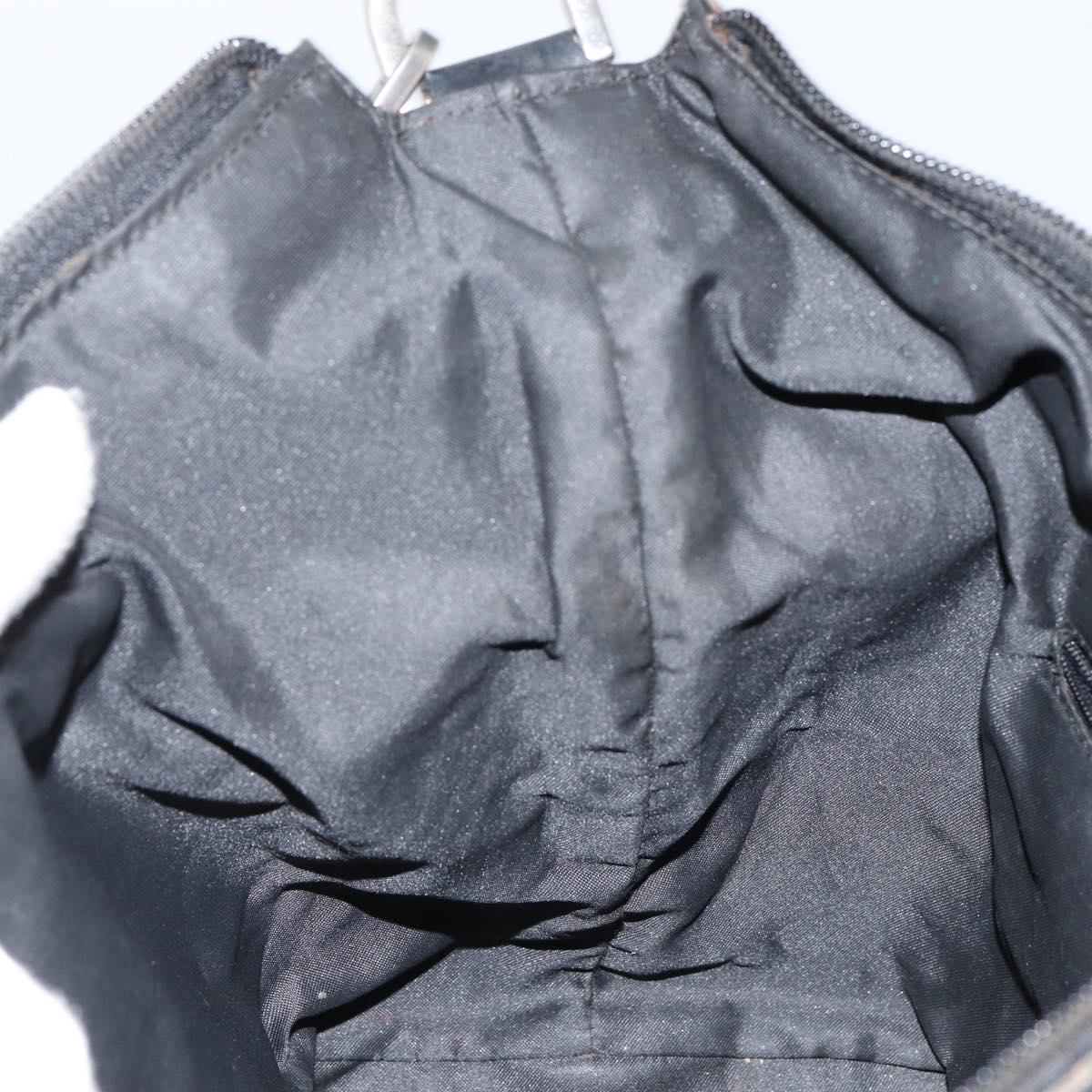 GUCCI Bamboo GG Canvas Shoulder Bag Nylon Black Silver 000 0531 Auth 146579