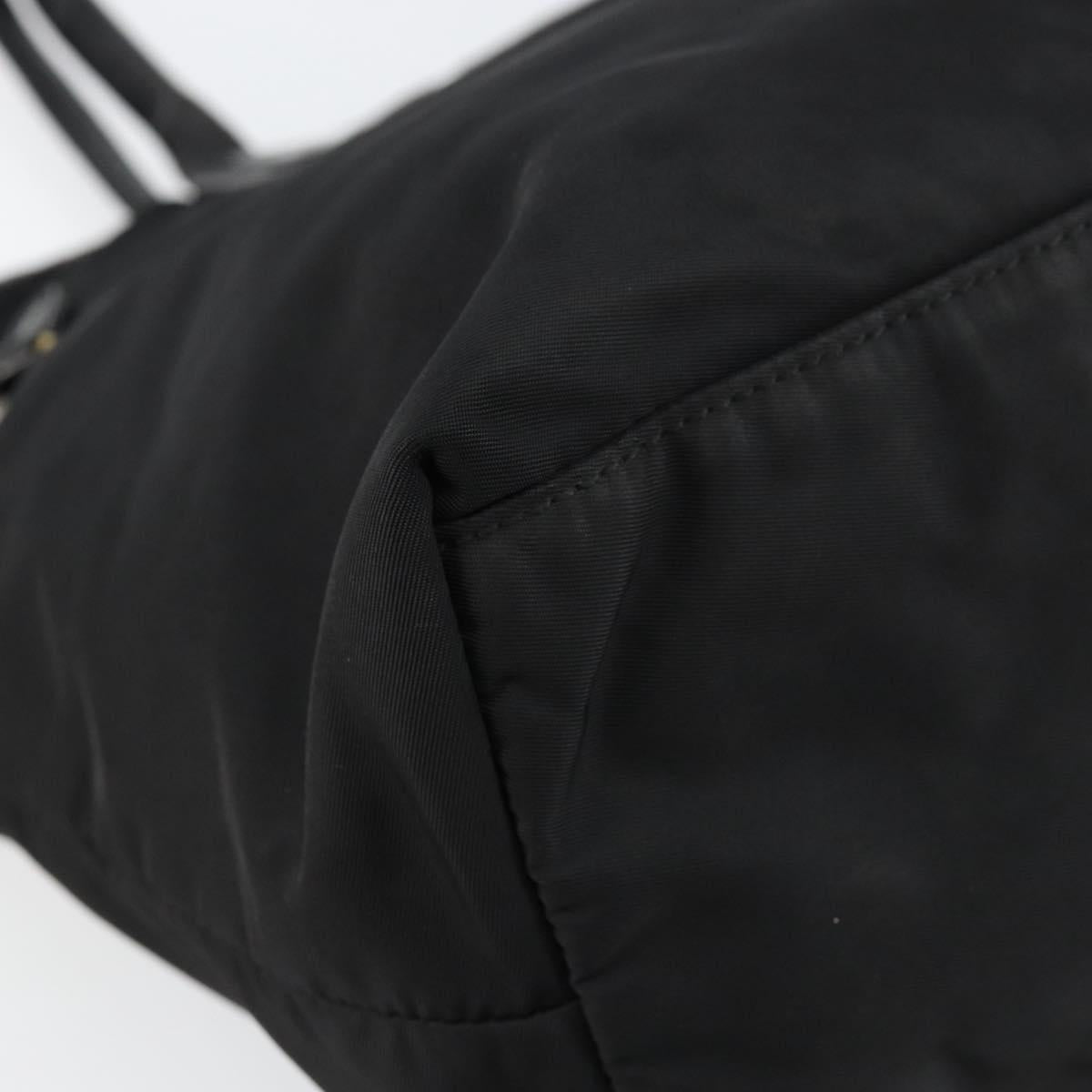 PRADA Tote Bag Nylon Black Gold Auth 146580