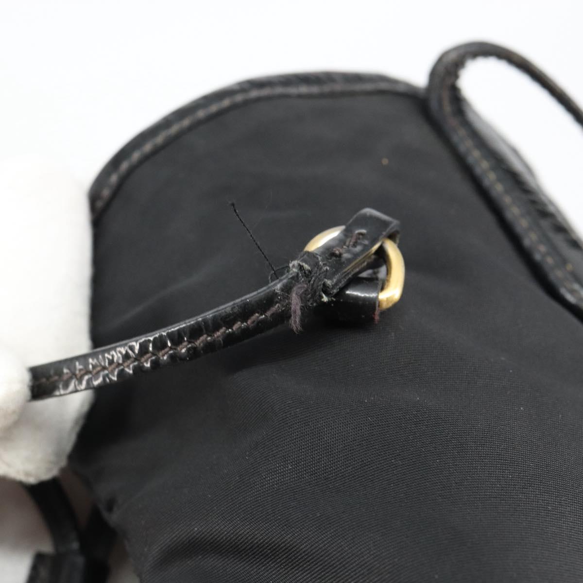 PRADA Tote Bag Nylon Black Gold Auth 146580