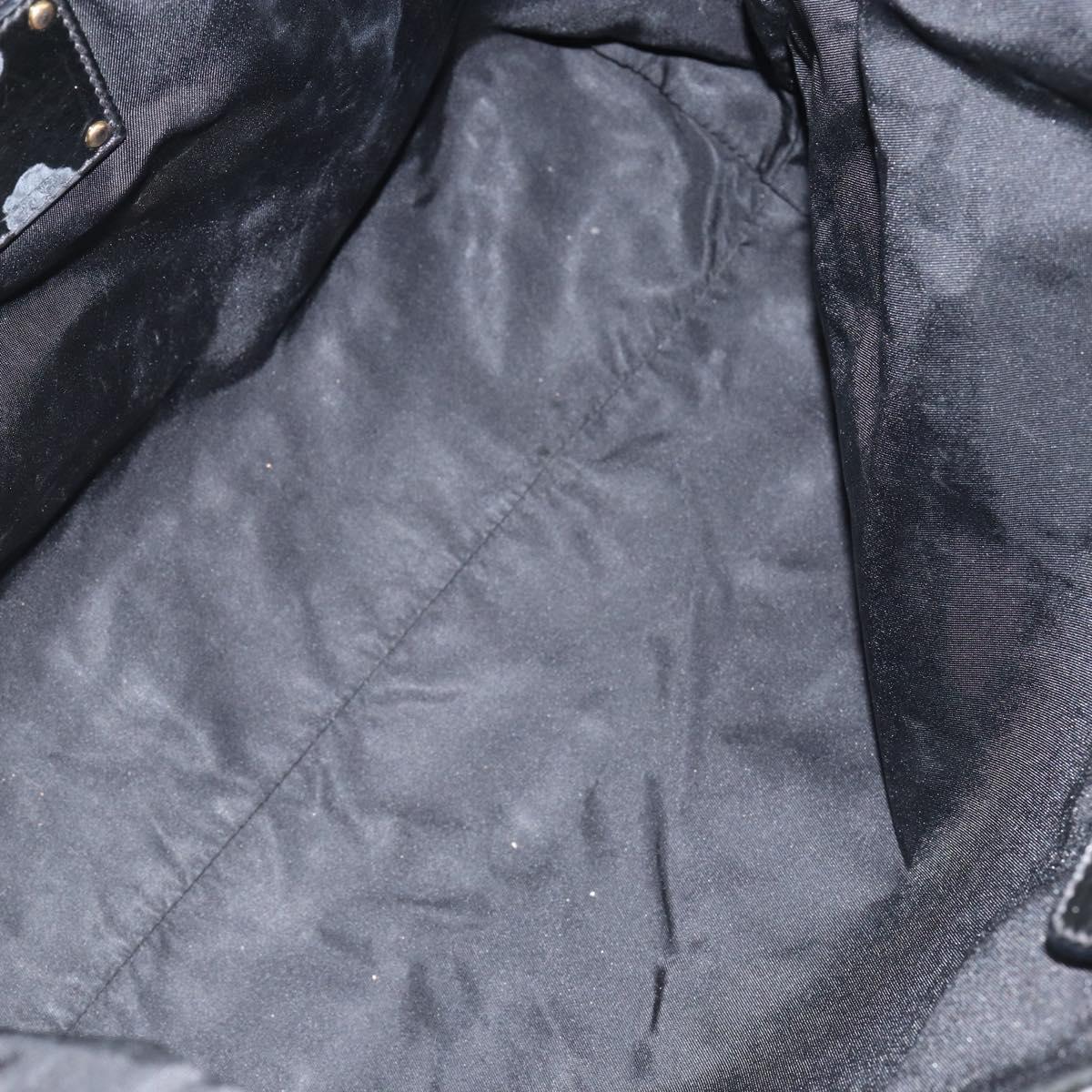 PRADA Tote Bag Nylon Black Gold Auth 146580