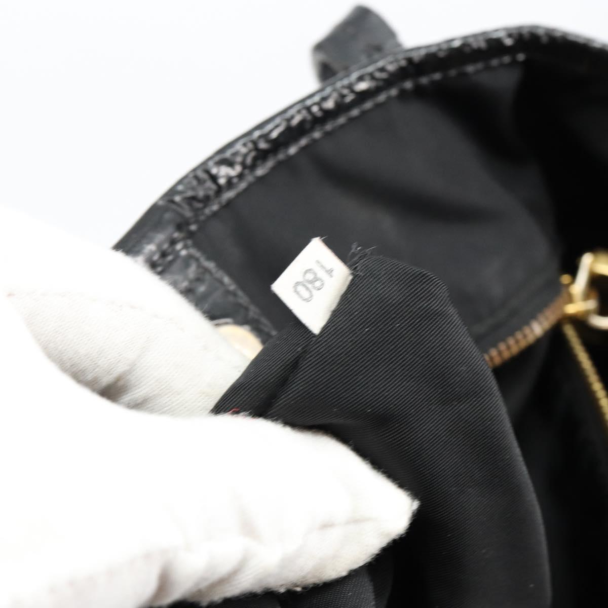 PRADA Tote Bag Nylon Black Gold Auth 146580