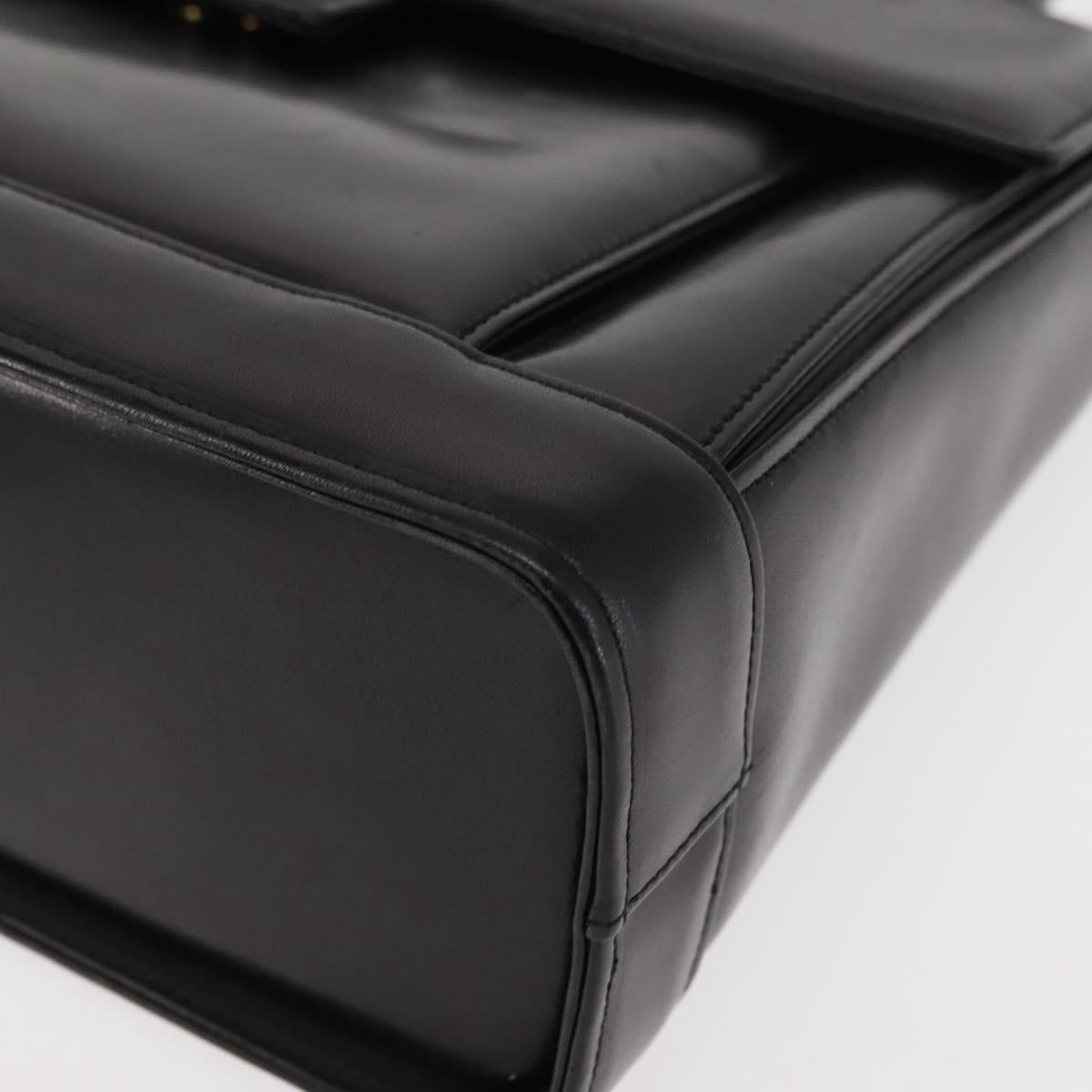 GIVENCHY Hand Bag Leather Black Gold Auth 146592