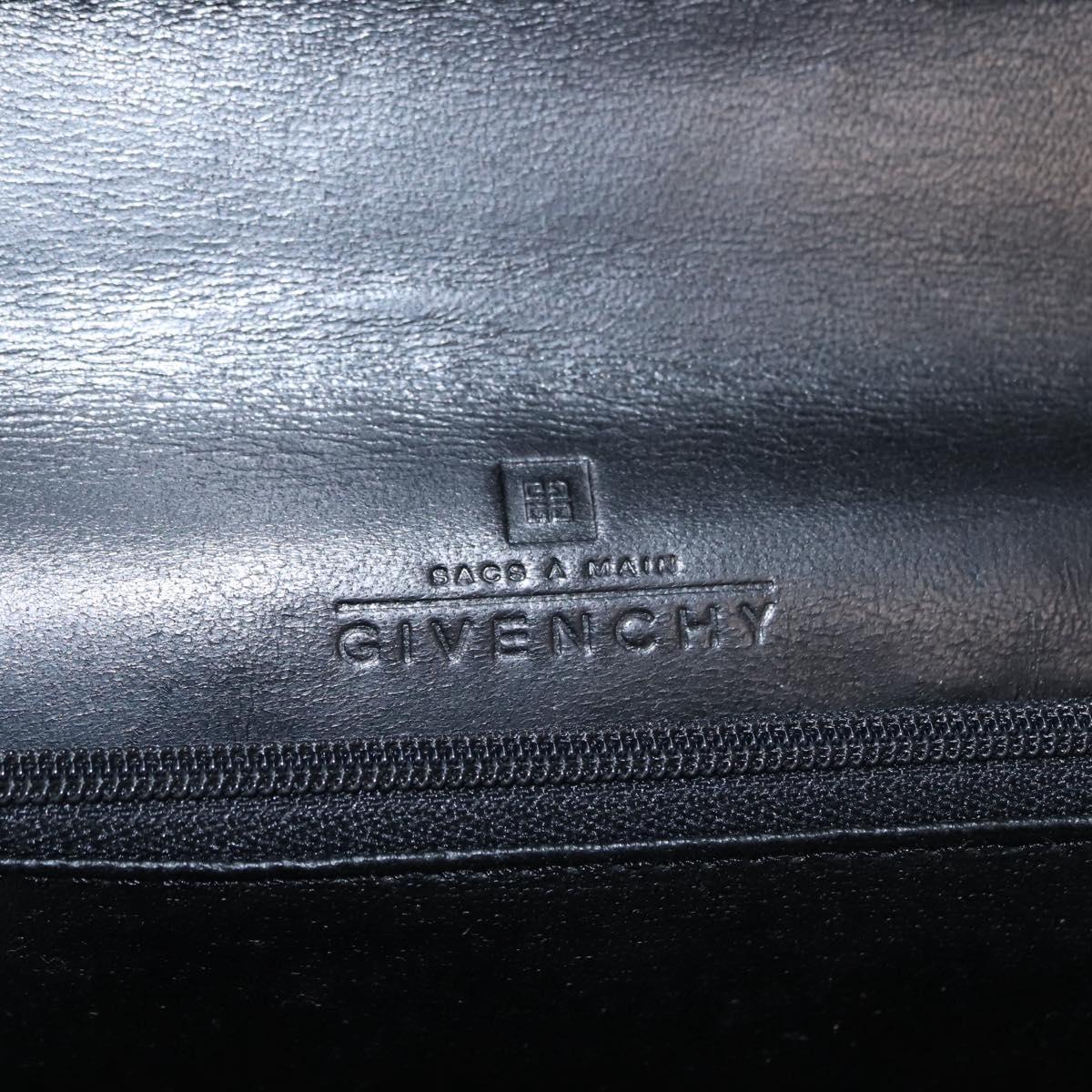 GIVENCHY Hand Bag Leather Black Gold Auth 146592
