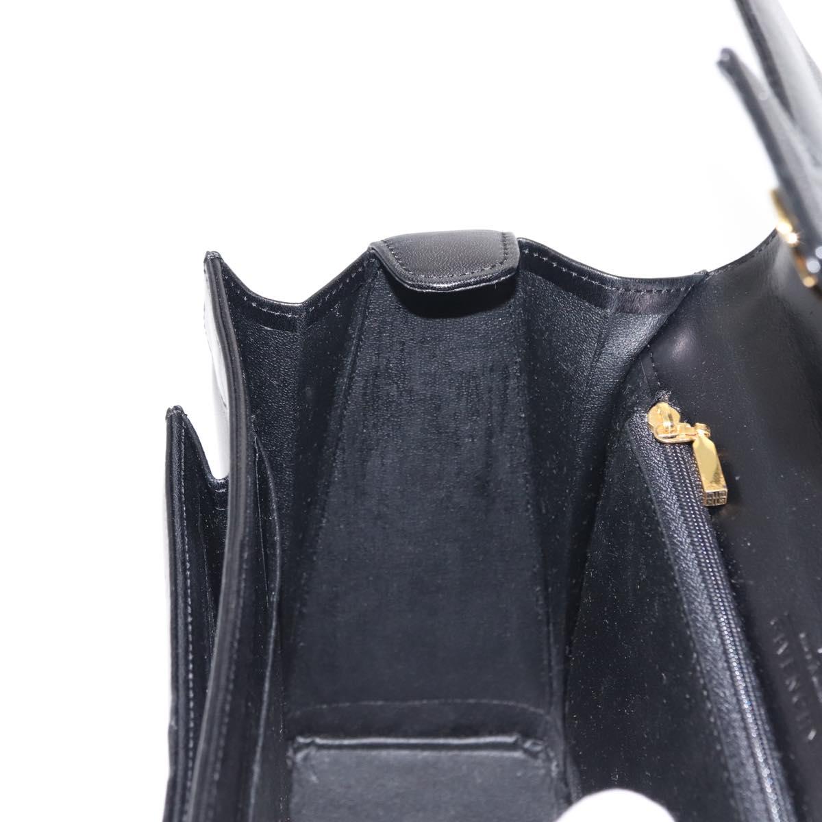 GIVENCHY Hand Bag Leather Black Gold Auth 146592
