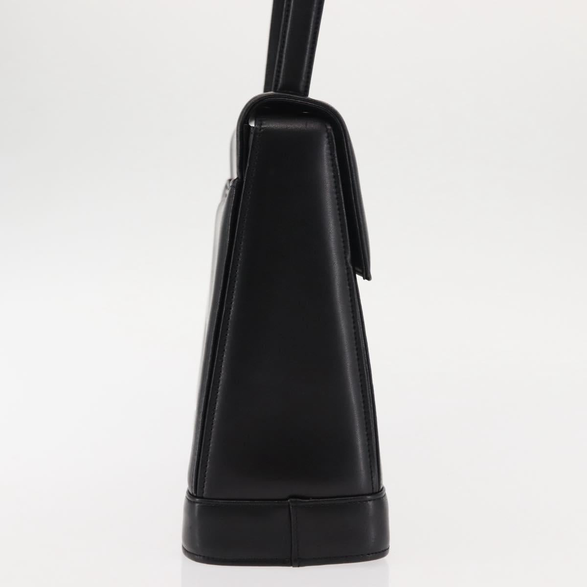 GIVENCHY Hand Bag Leather Black Gold Auth 146592