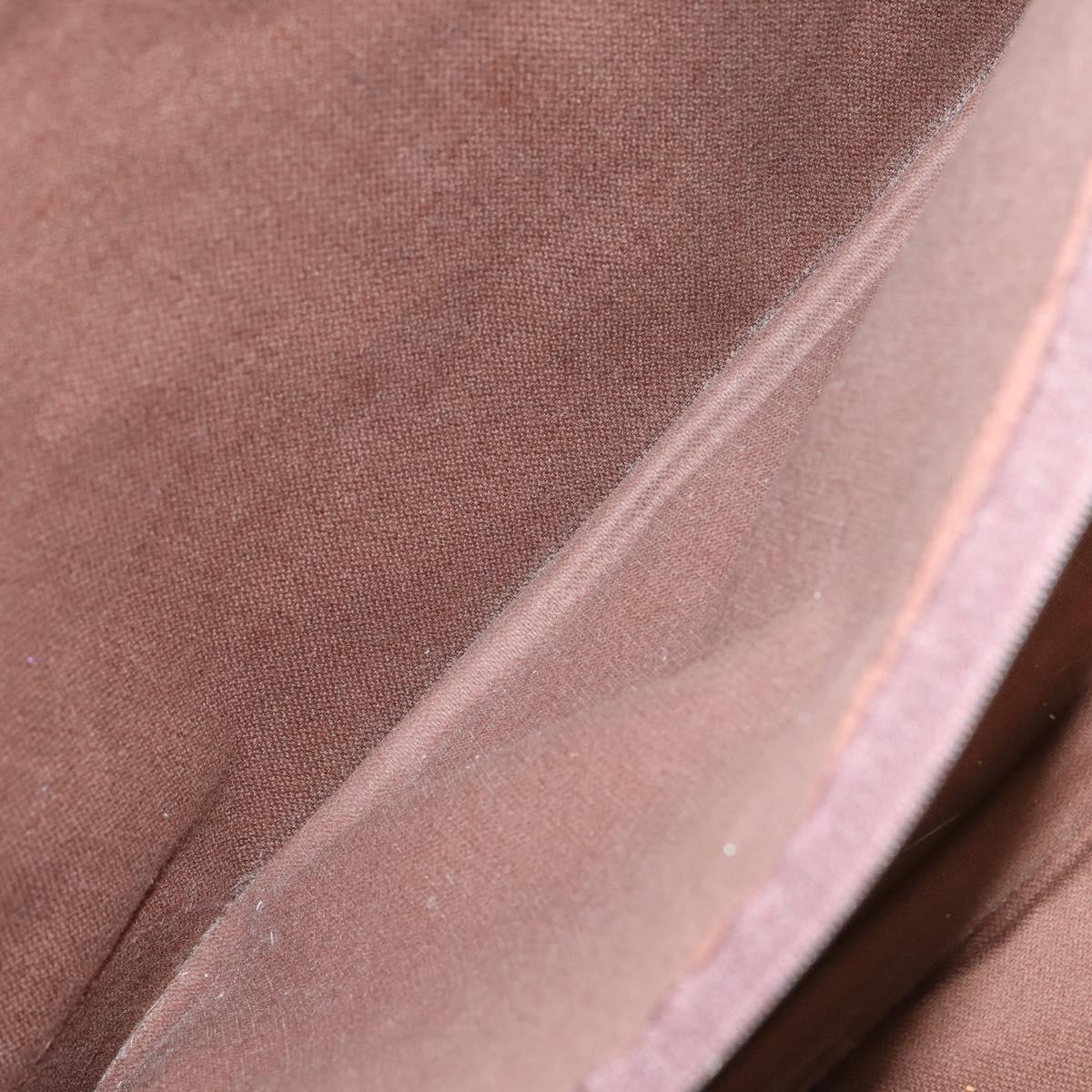 LOEWE Trunk Canvas Leather Dark Brown Gold Auth 146599