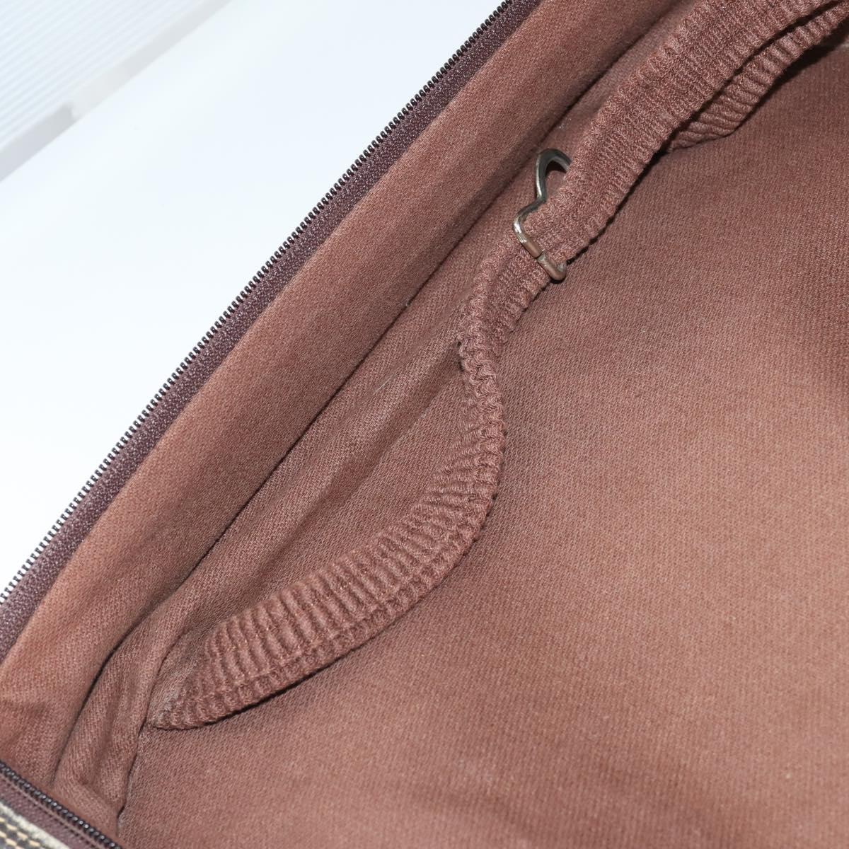 LOEWE Trunk Canvas Leather Dark Brown Gold Auth 146599