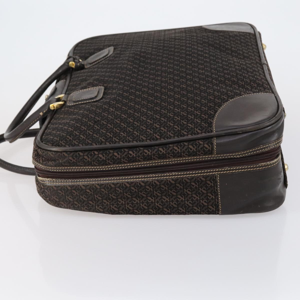 LOEWE Trunk Canvas Leather Dark Brown Gold Auth 146599