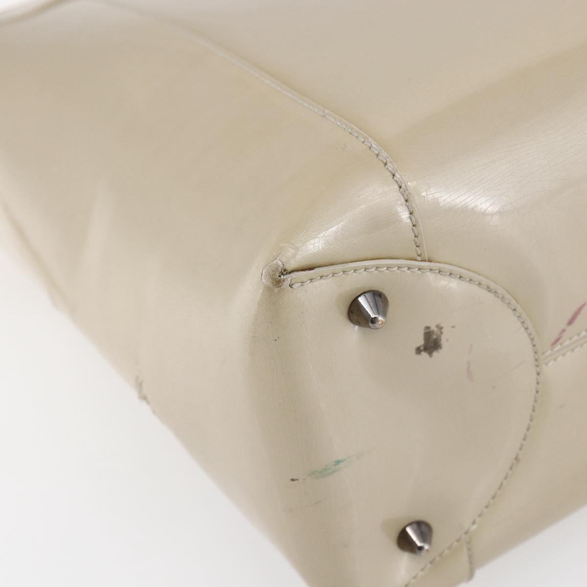 Christian Dior Maris Pearl Tote Bag Patent leather Beige Auth 146601