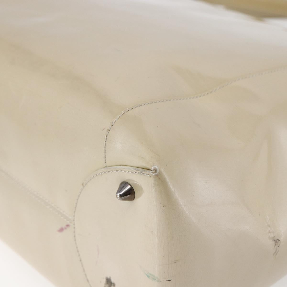 Christian Dior Maris Pearl Tote Bag Patent leather Beige Auth 146601