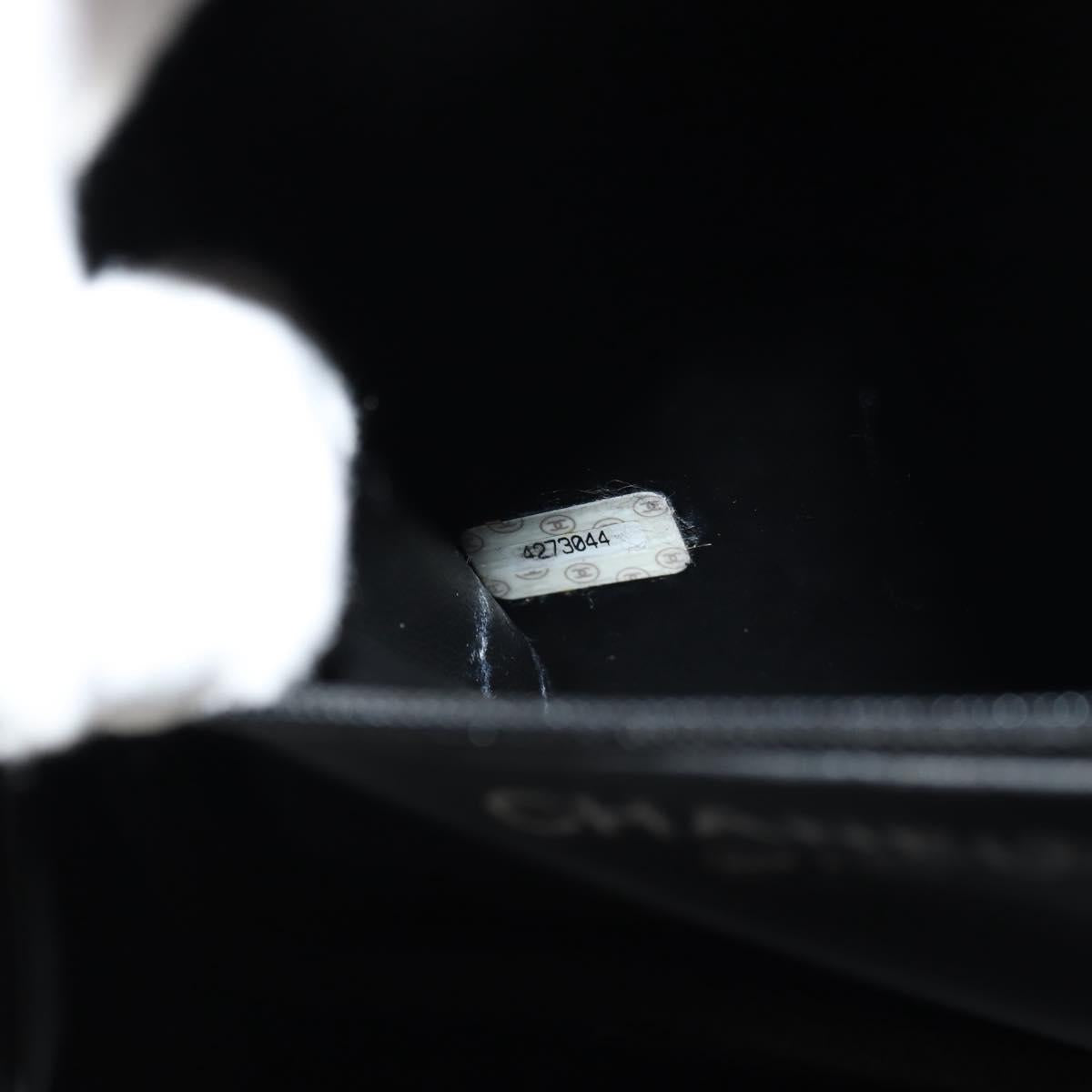 CHANEL COCO Mark Vanity Hand Bag Caviar Skin Black Gold CC Auth 146602A